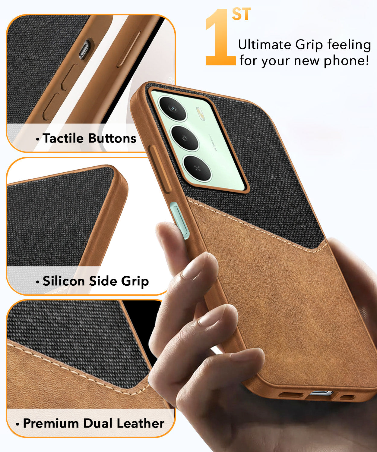 For Realme C73 Back Cover Case (Dual PU Leather Stitch | Professional Minimalist | Soft and Flexible)