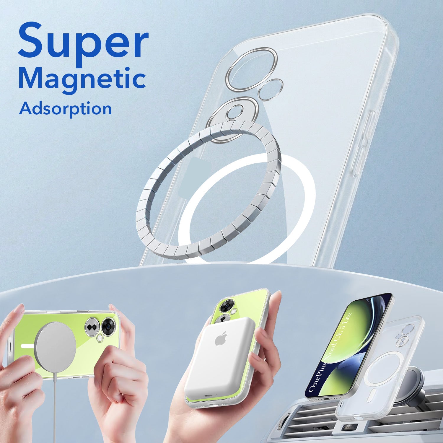 For OnePlus Nord CE 3 Lite Back Cover Case Lifetime Anti-Yellow MagSafe Compatible Clear (Sleek Hard Crystal | Shockproof and Camera Protection)