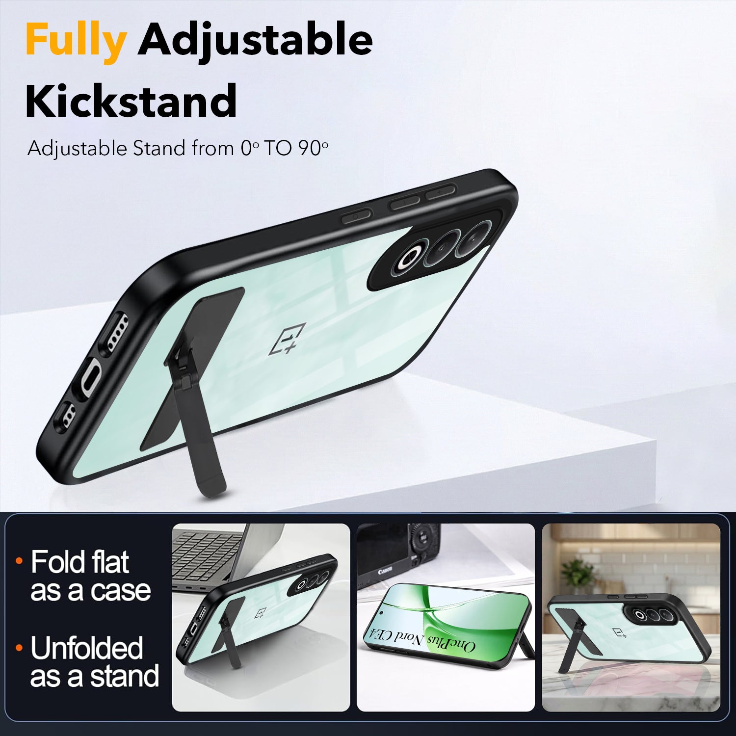 For Oneplus Nord CE 4 Back Cover Case (Built-in Stand | Lifetime Anti Yellow | Kickstand Shockproof | Camera Protection | MagSafe Compatible)