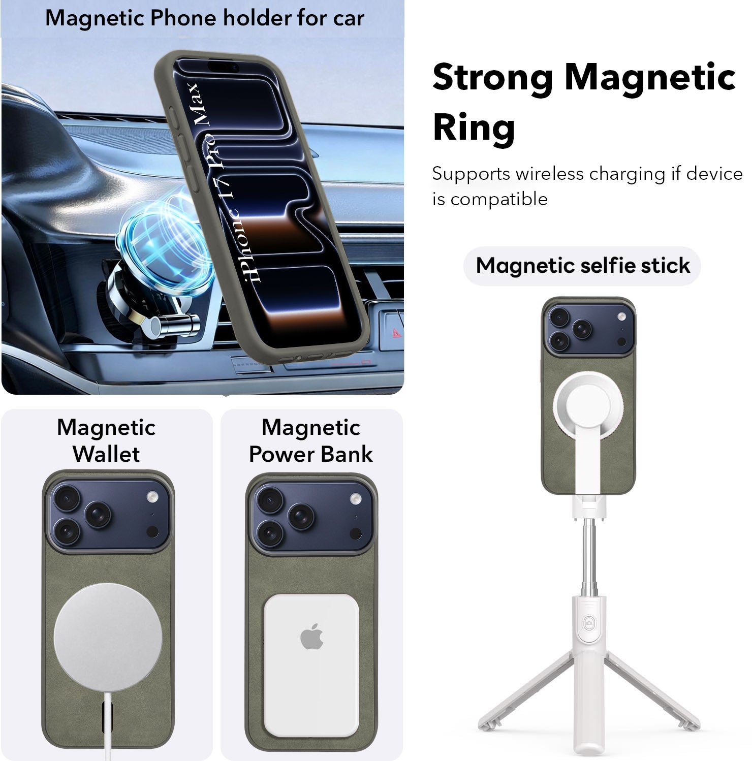 For Apple iPhone 17 Pro Max Back Cover Case Leather Finish (MagSafe Compatible Wireless Charging | Soft Touch | Camera Bump Protection)