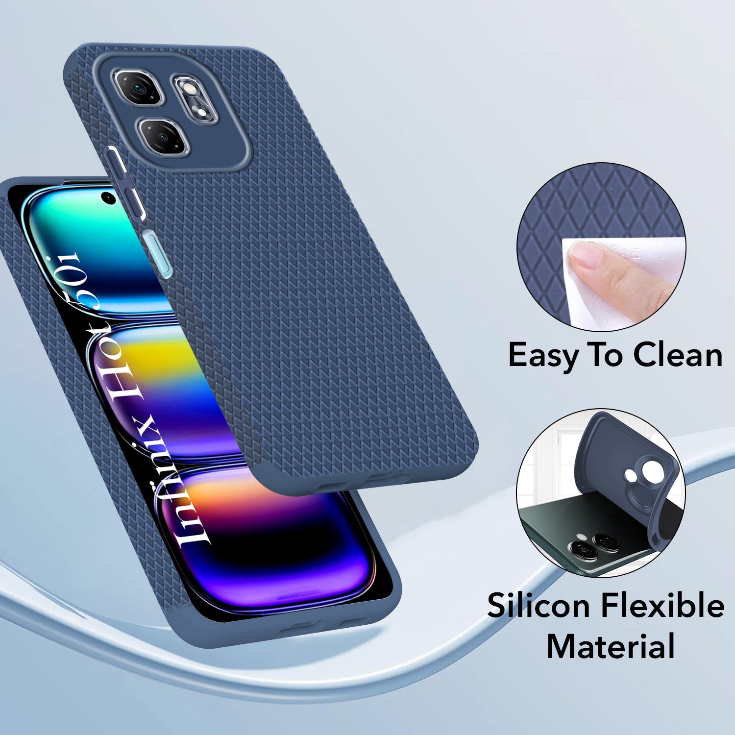 For Infinix Hot 50i Back Cover Case (Camera Protection | Side Grip Texture | Soft and Flexible)