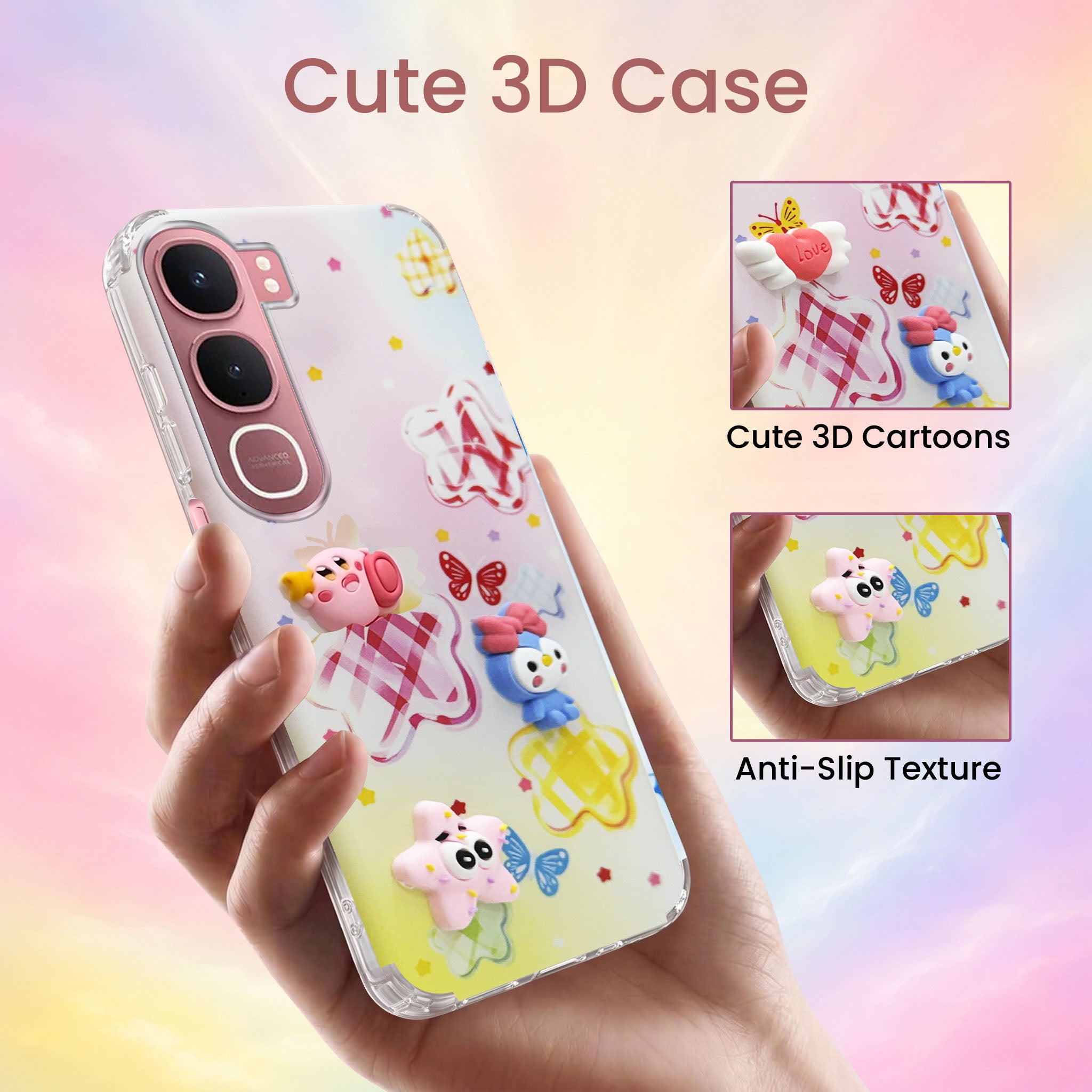 For Vivo Y31 5G Back Cover Case (3D Cute Cartoons | Hard Back Side Soft | Matte Premium Finish | HD Printing)