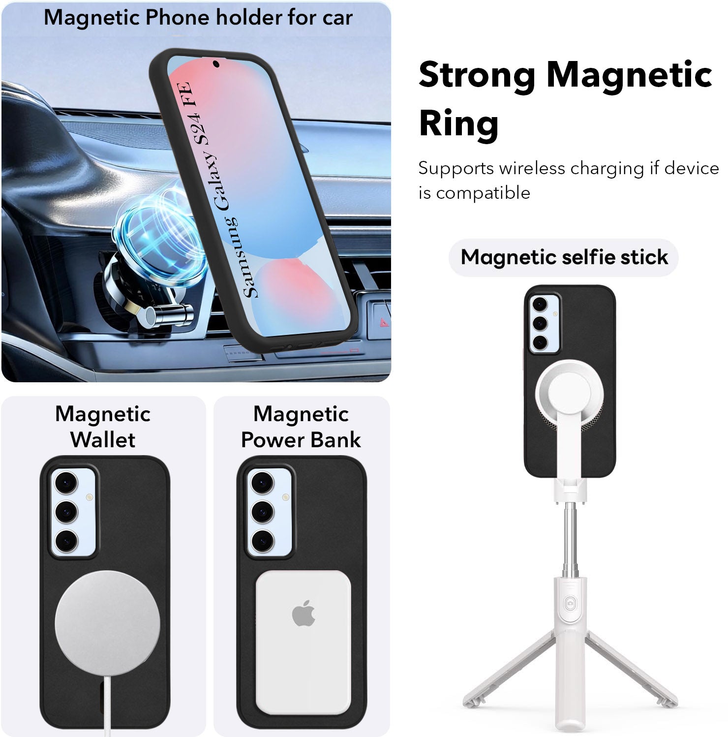 For Samsung Galaxy S24 FE Back Cover Case Leather Finish (MagSafe Compatible Wireless Charging | Soft Touch | Camera Bump Protection)