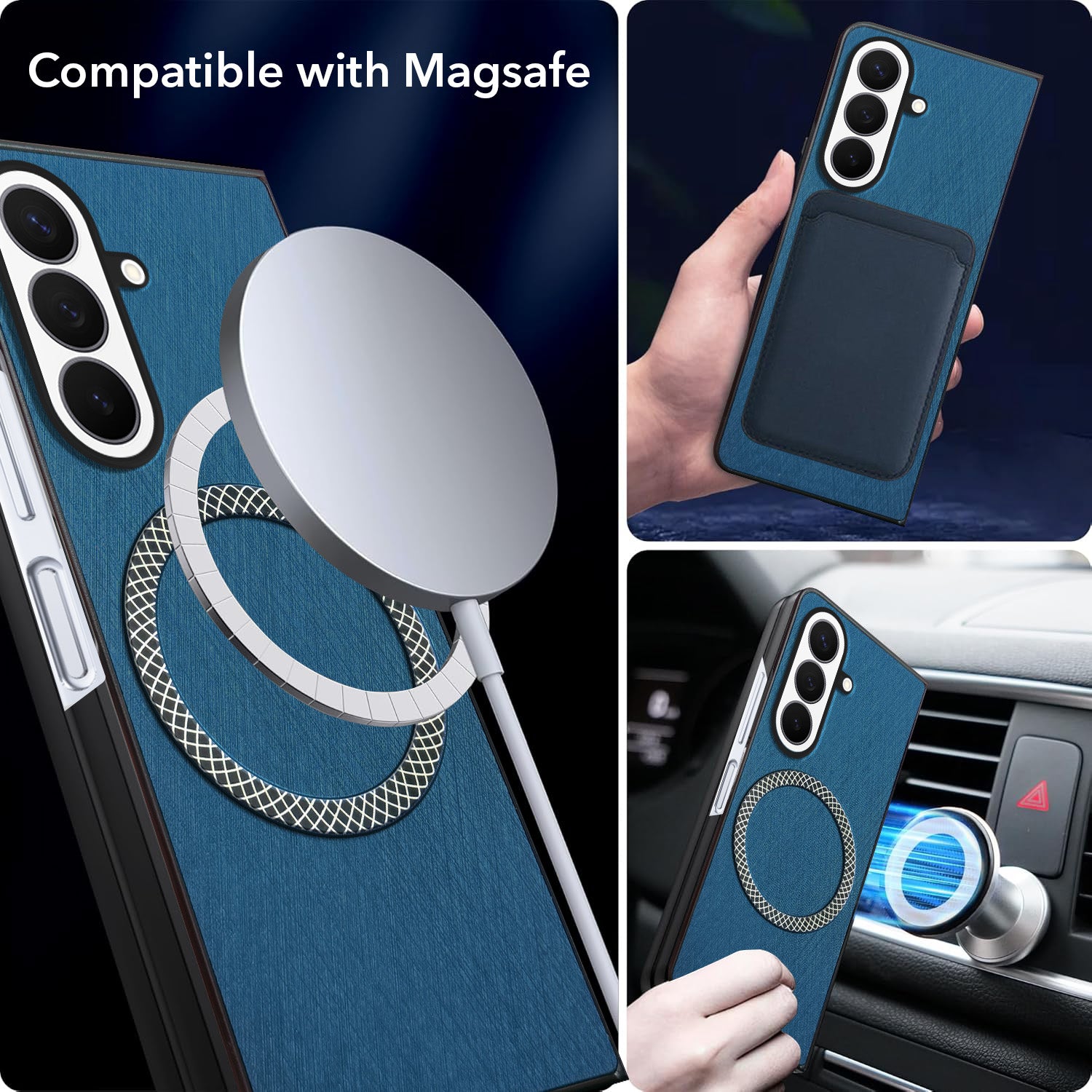 For Samsung Galaxy Z Fold 8 Ultra Back Cover Case Leather Finish (MagSafe Wireless Charging Compatible | Sleek and Professional)