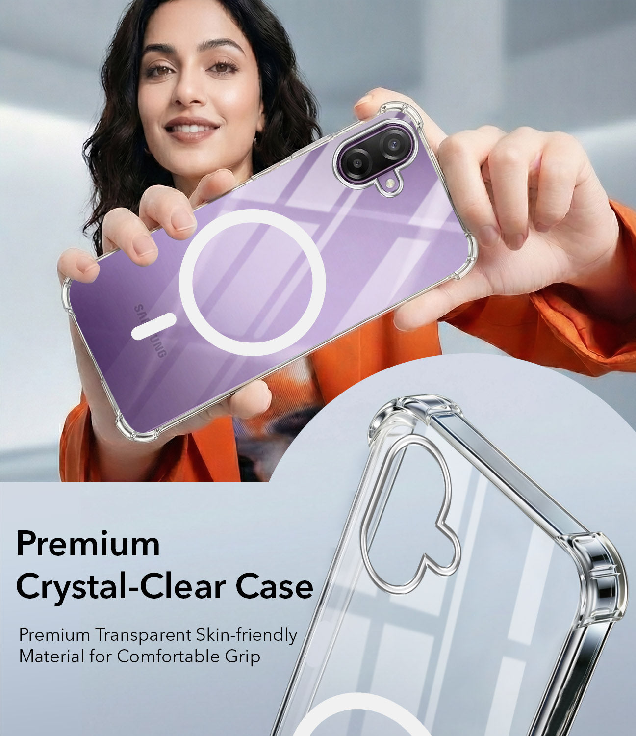 For Samsung Galaxy M17e Back Cover Shockproof Crystal-Clear (Magsafe Wireless Support | Drop & Camera Protection | Hard Polycarbonate)