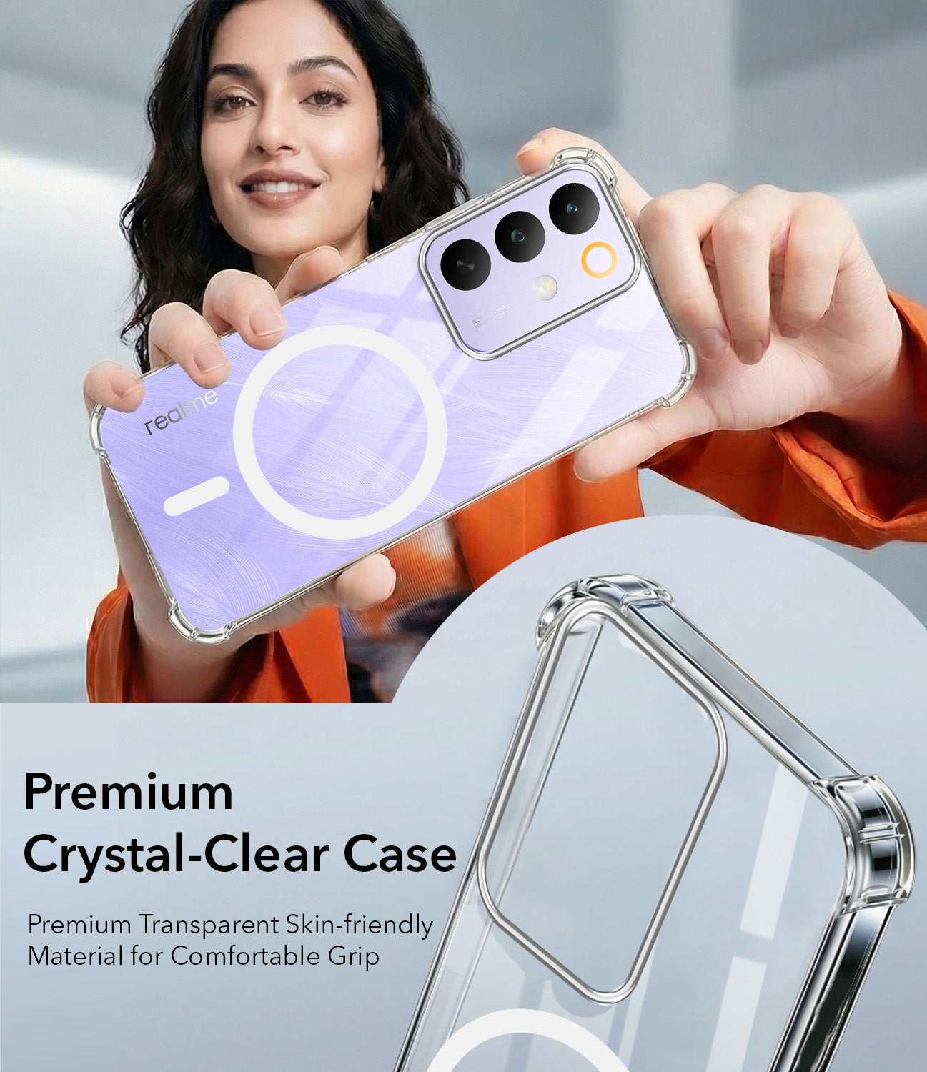 For Realme C85 5G | Realme Narzo 90x Back Cover Shockproof Crystal-Clear (Magsafe Wireless Support | Drop & Camera Protection | Hard Polycarbonate)