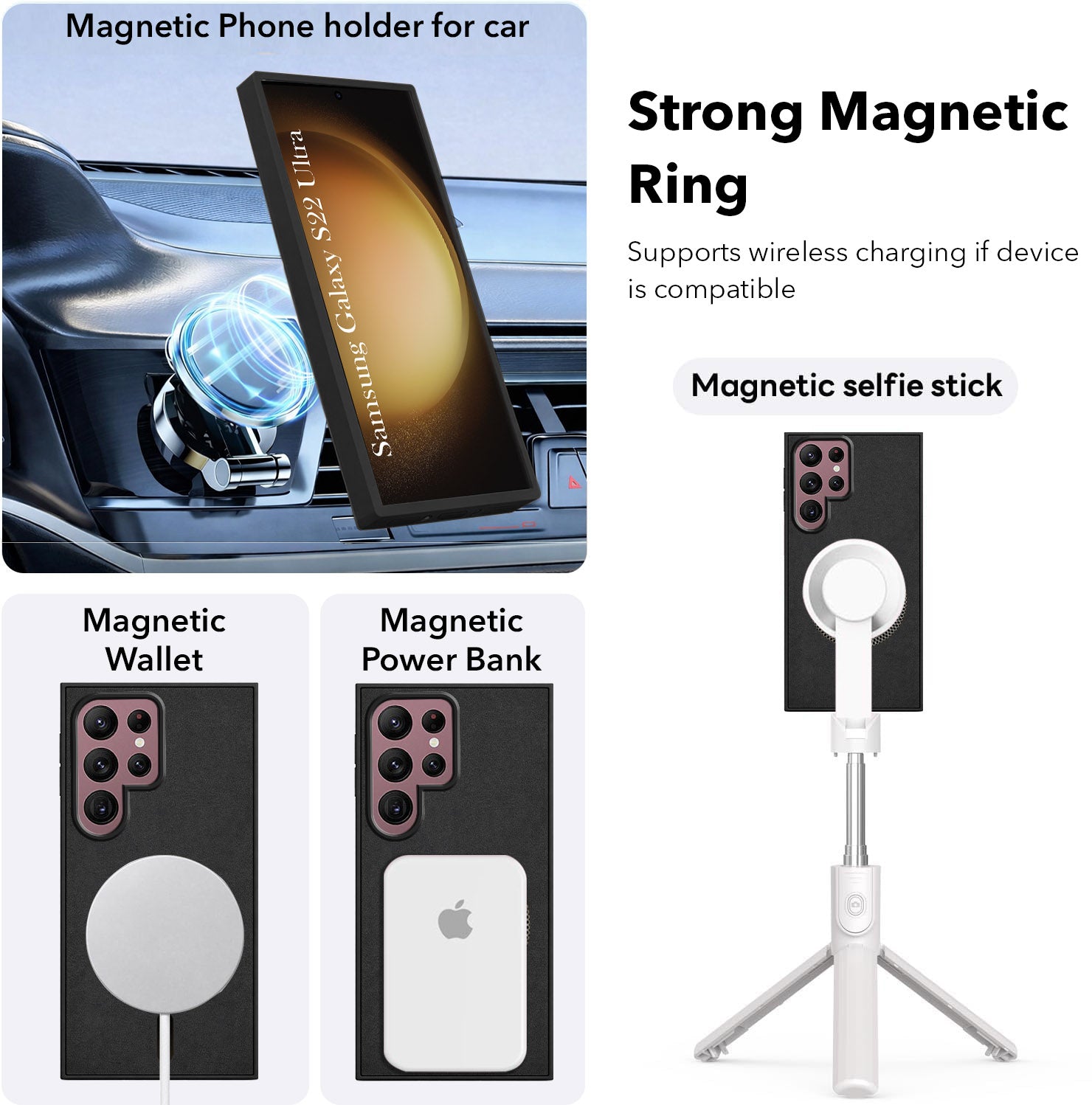 For Samsung Galaxy S22 Ultra 5G Back Cover Case Leather Finish (MagSafe Compatible Wireless Charging | Soft Touch | Camera Bump Protection)
