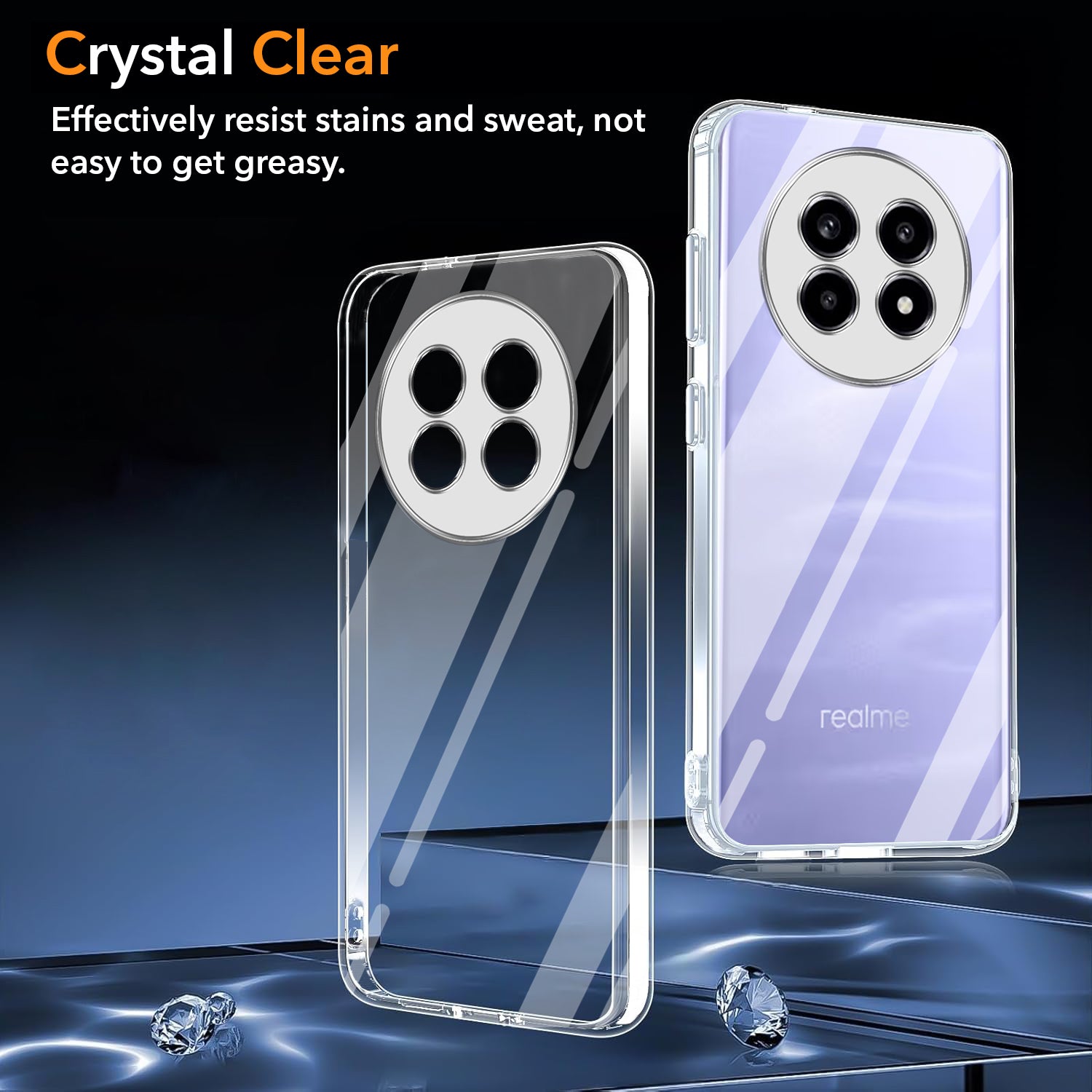 For Realme 14 Pro Lite Back Cover Case (Hybrid Crystal panel with Side Soft PU | Camera Protection | HD Clear Shockproof)