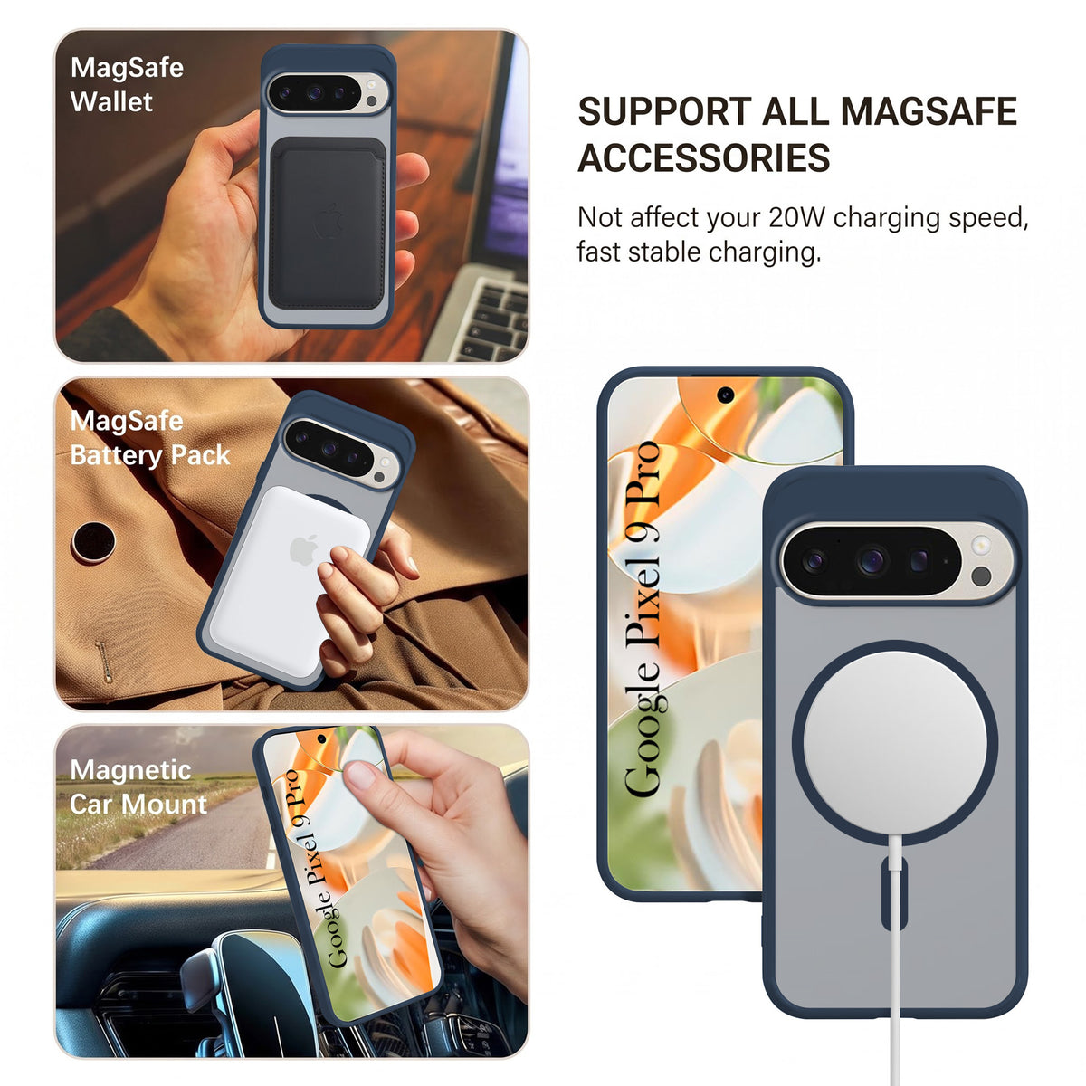 For Google Pixel 9 Pro Matte Finish Back Case Cover (MagSafe Compatible | Translucent Soft Touch | Slim and Unbreakable)