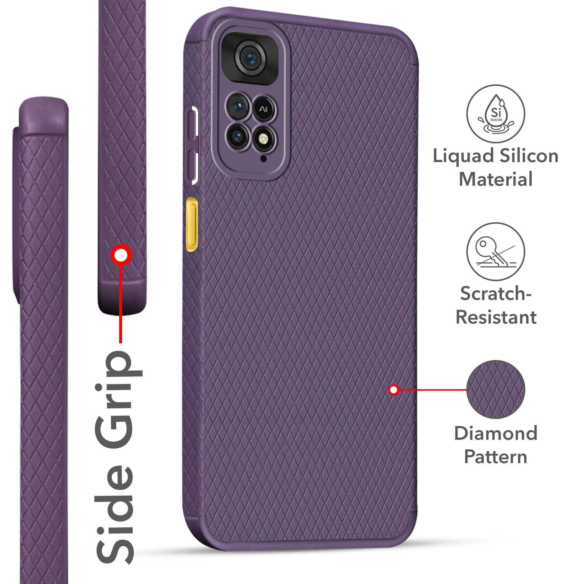 For Poco M4 Pro 4G Back Cover Case (Liquid Silicone | Side Grip | Camera Protection)