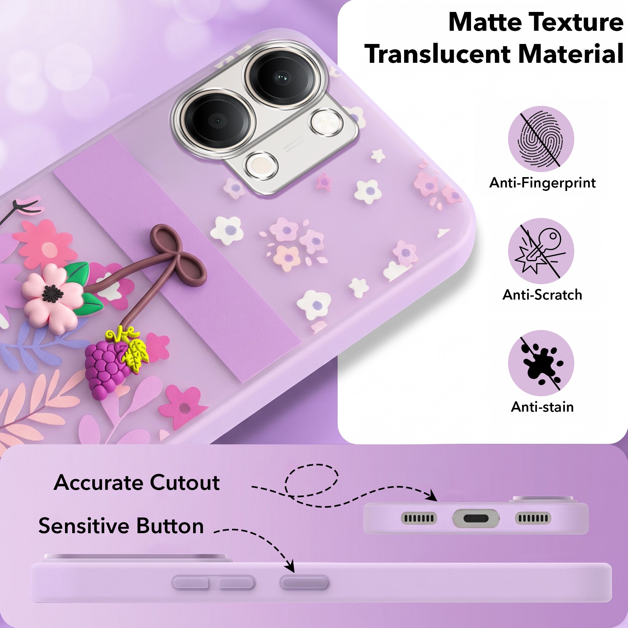 For Vivo Y05 4G Back Cover Case (3D Cute Cartoons | Hard Back Side Soft | Matte Premium Finish | HD Printing)