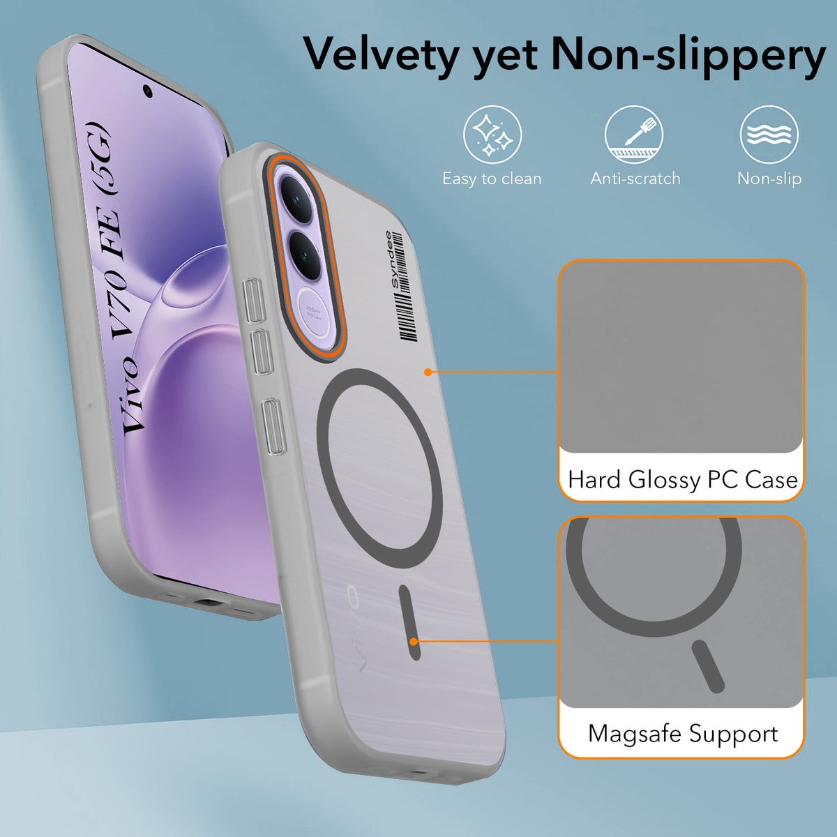 For Vivo V70 FE 5G Back Cover Case (Soft Touch | Camera Bump Protection | MagSafe Compatible | Matte Finish)
