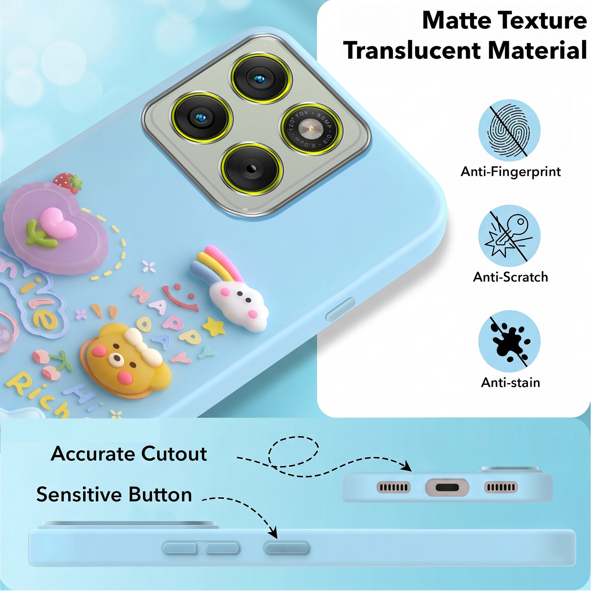 For Motorola Moto Edge 70 Back Cover Case (3D Cute Cartoons | Hard Back Side Soft | Matte Premium Finish | HD Printing)