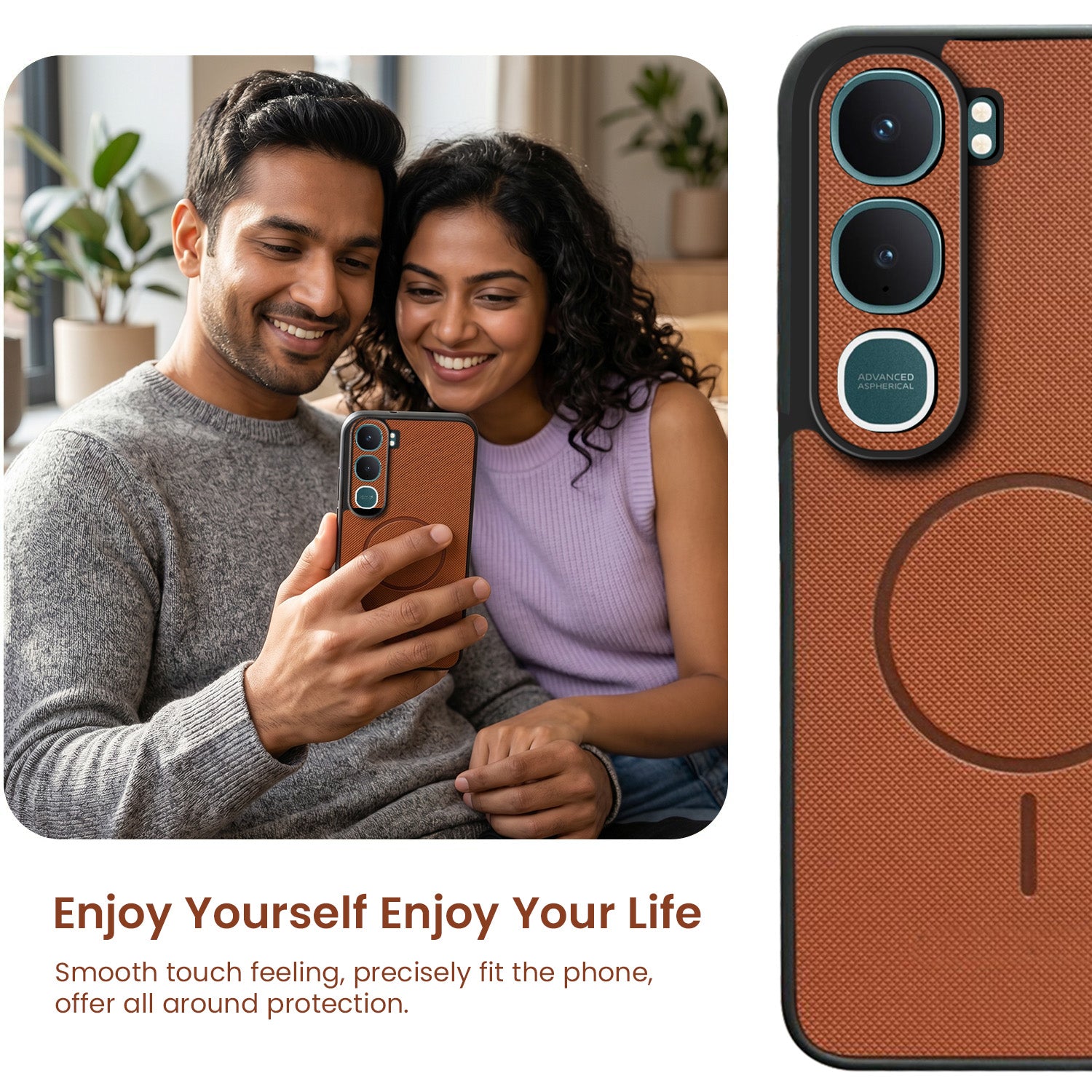 For Vivo Y31 5G Back Cover Case PU Leather (Texture Grip Design | Professional Minimalist | Camera Protection | Soft and Flexible)