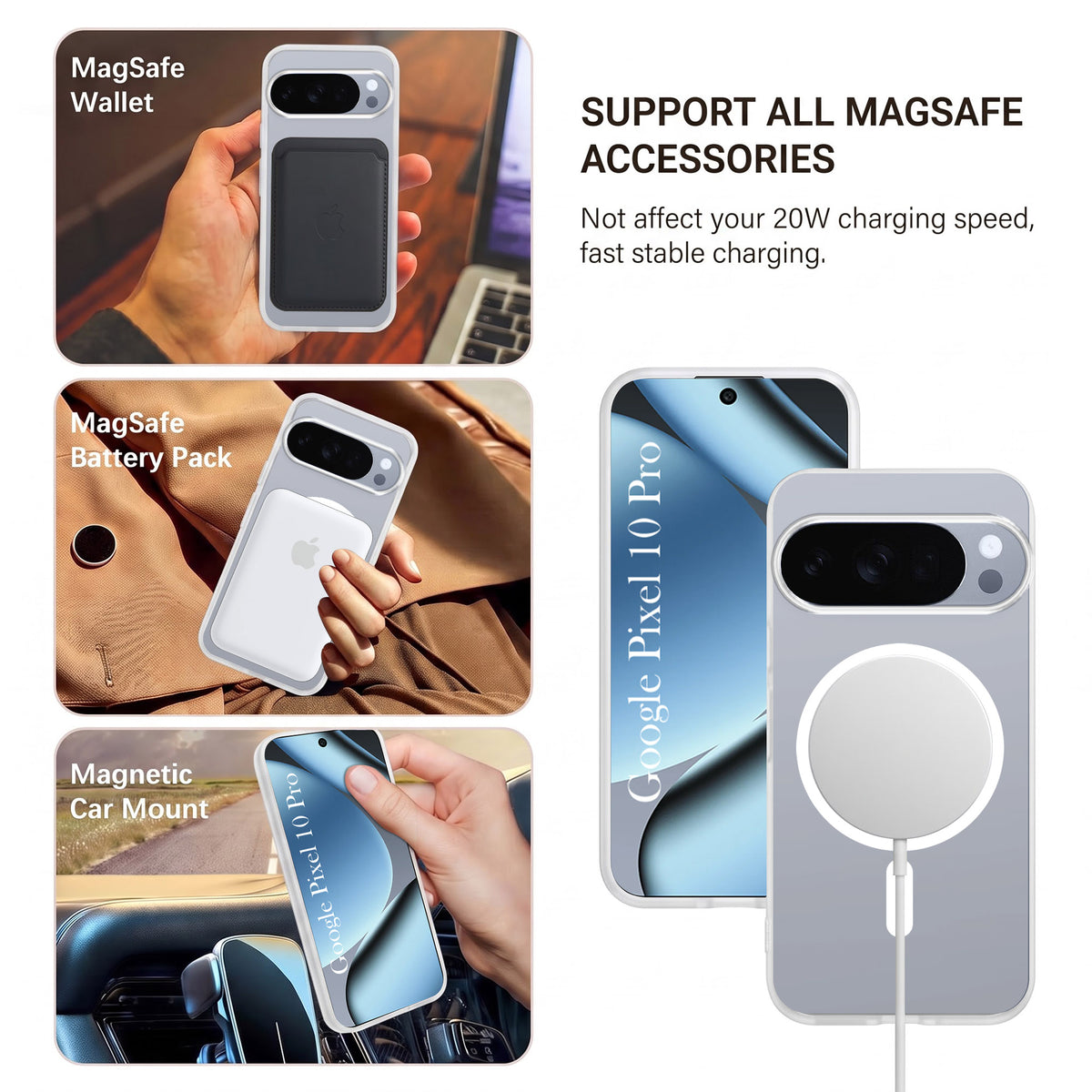 For Google Pixel 10 Pro Matte Finish Back Case Cover (MagSafe Compatible | Translucent Soft Touch | Slim and Unbreakable)