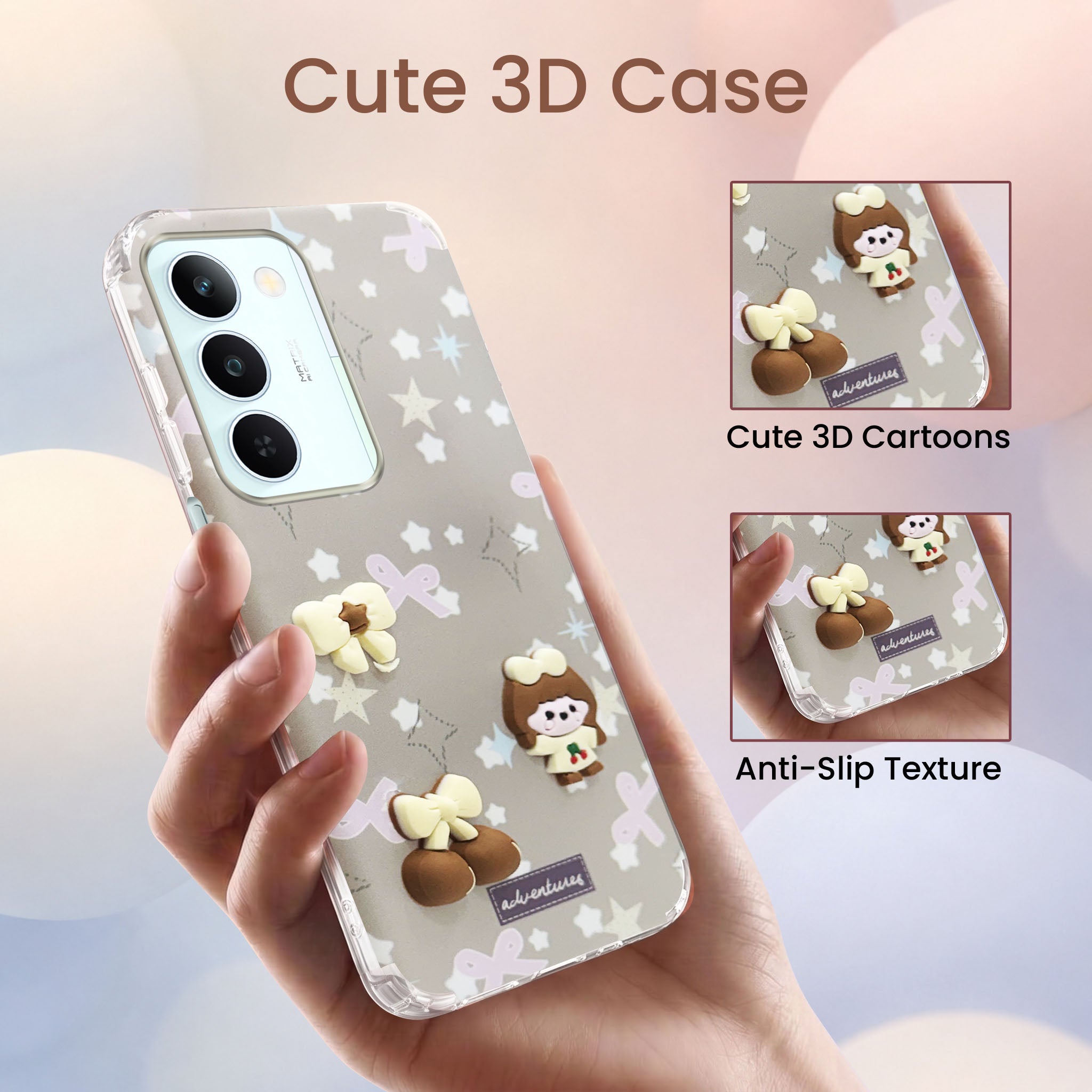 For Realme P4 Lite 5G | Realme Narzo 100 Lite 5G Back Cover Case (3D Cute Cartoons | Hard Back Side Soft | Matte Premium Finish | HD Printing)