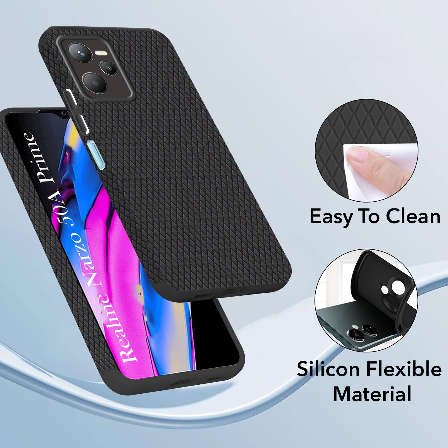 For Realme Narzo 50A Prime Back Cover Case (Liquid Silicone | Side Grip | Camera Protection)