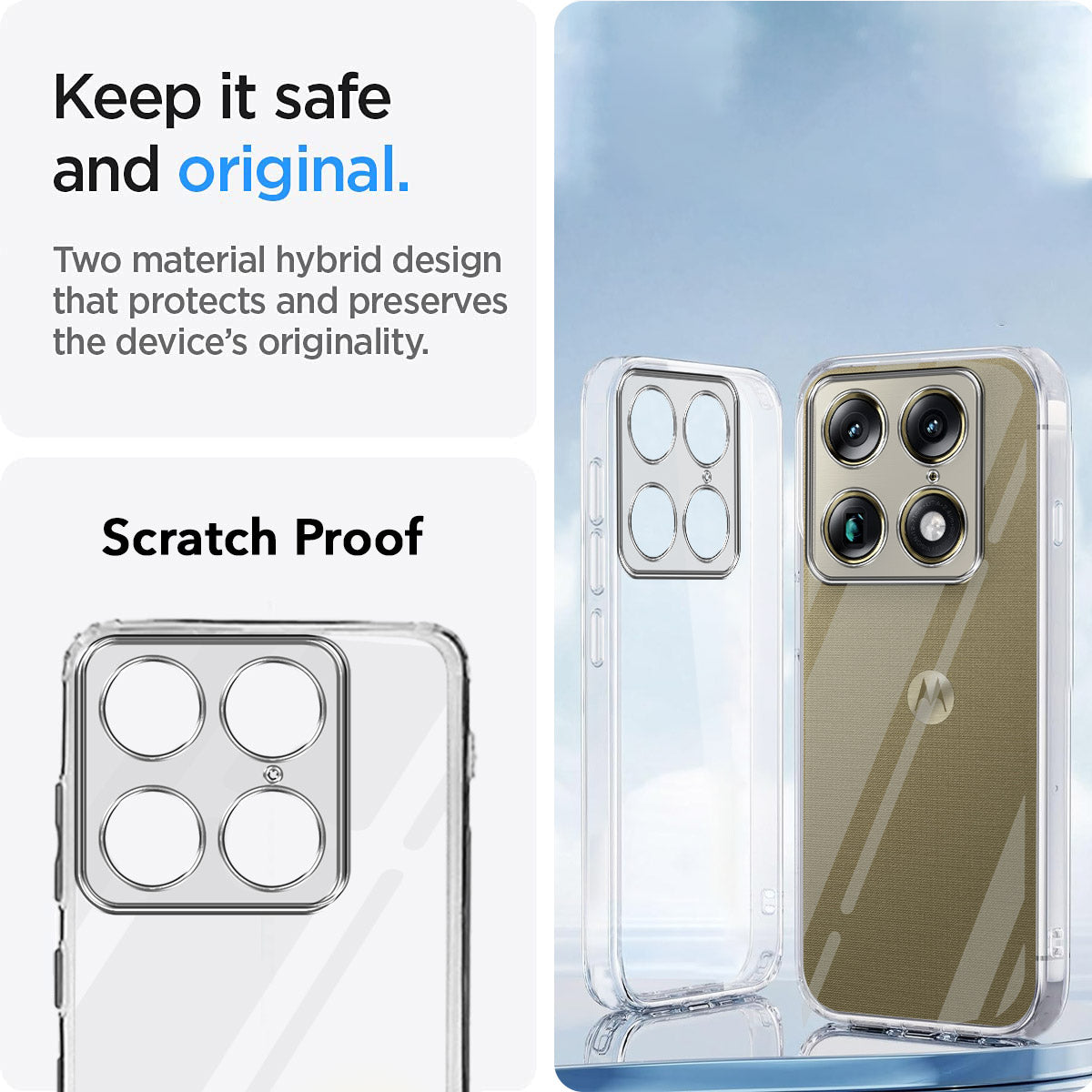 For Motorola Signature 5G Back Cover Case Silicone (Clear Shockproof Case with Camera Protection | Soft and Flexible | Transparent)