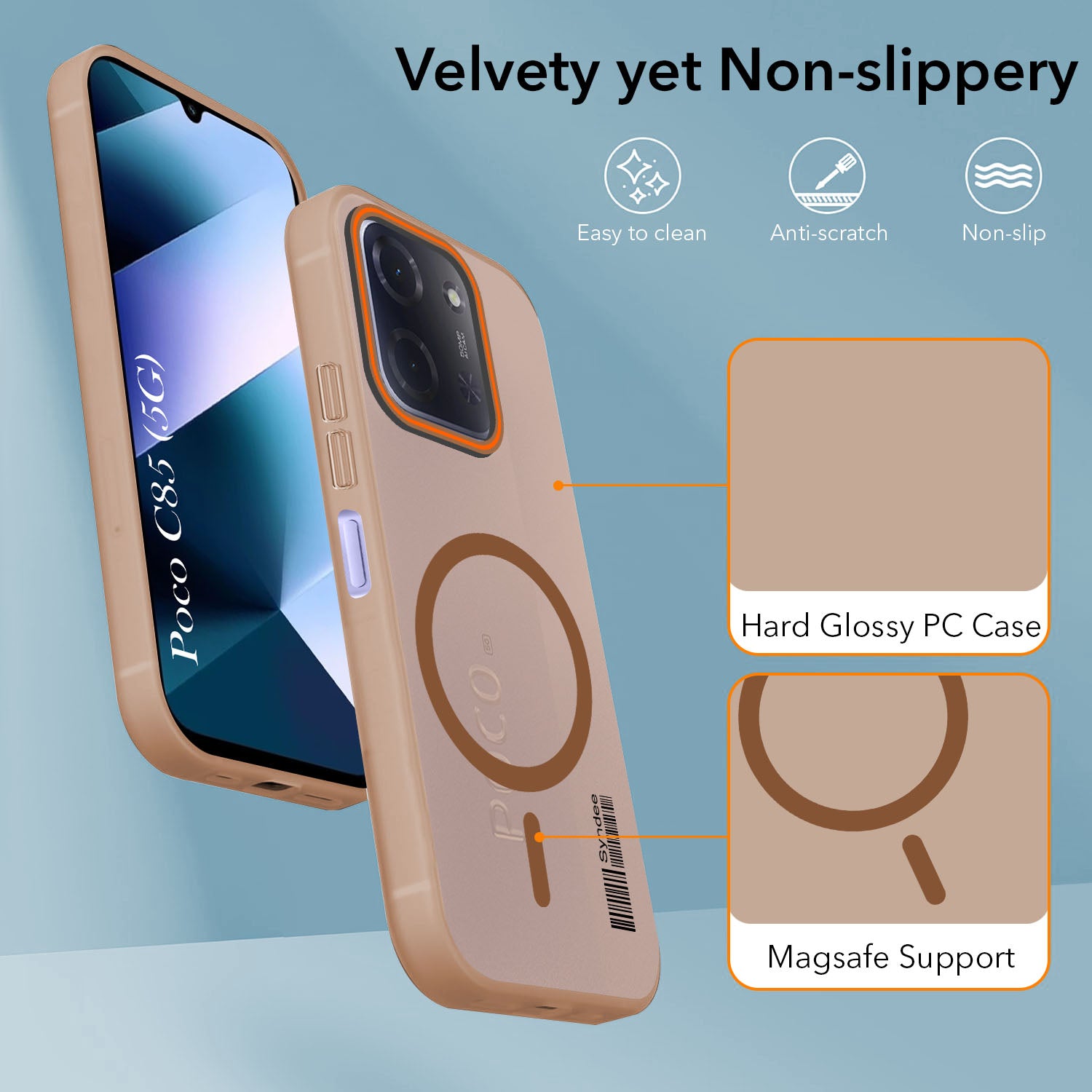 For Poco C85 5G Back Cover Case (Soft Touch | Camera Bump Protection | MagSafe Compatible | Matte Finish)