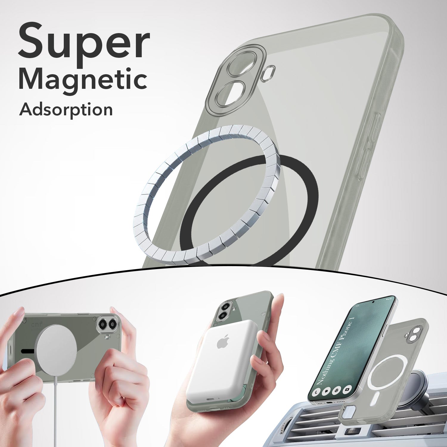 For Nothing CMF Phone 1 Back Cover Case Lifetime Anti-Yellow MagSafe Compatible Clear (Sleek Hard Crystal | Shockproof and Camera Protection)