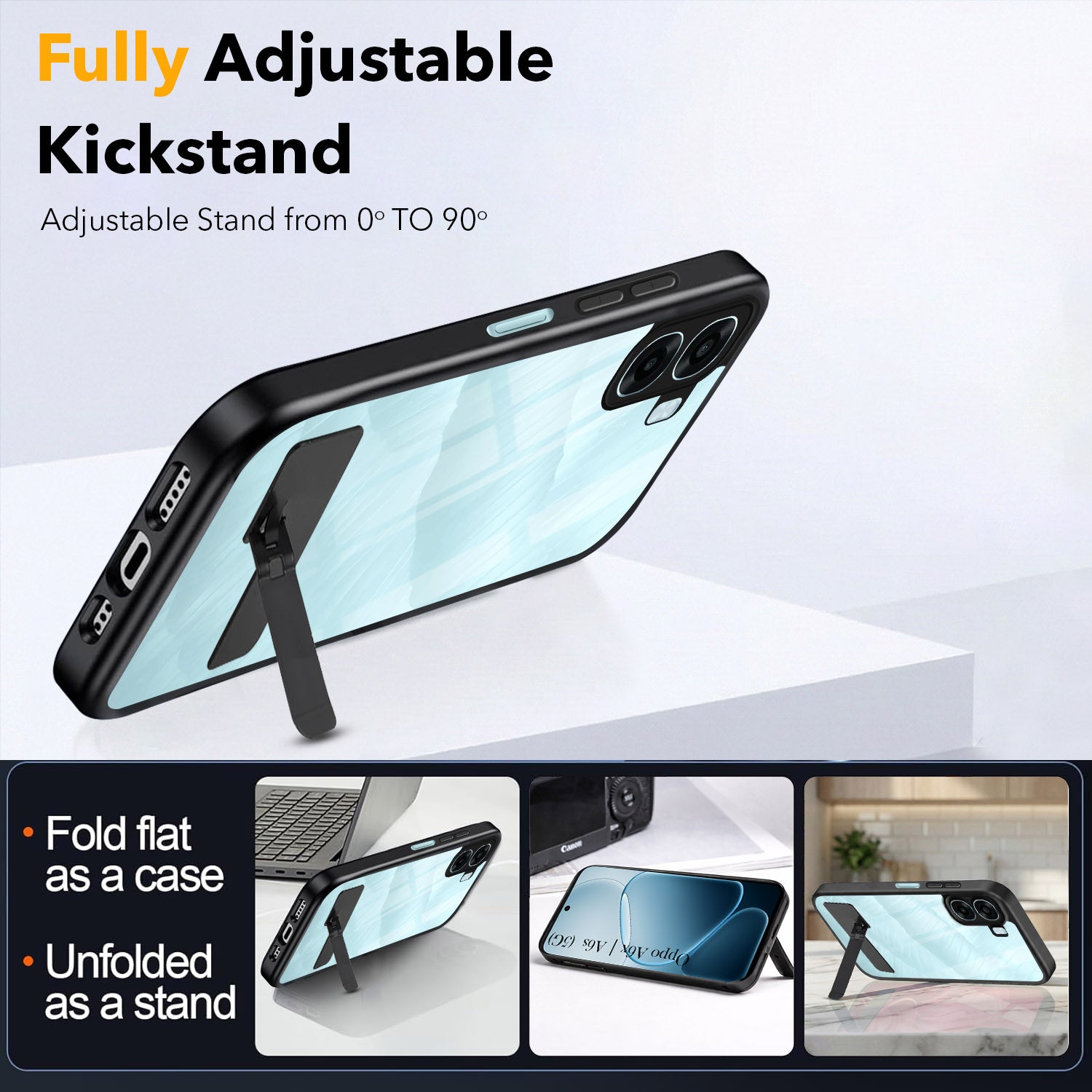 For Oppo Oppo A6X | Oppo A6S Back Cover Case (Built-in Stand | Lifetime Anti Yellow | Kickstand Shockproof | Camera Protection | MagSafe Compatible)