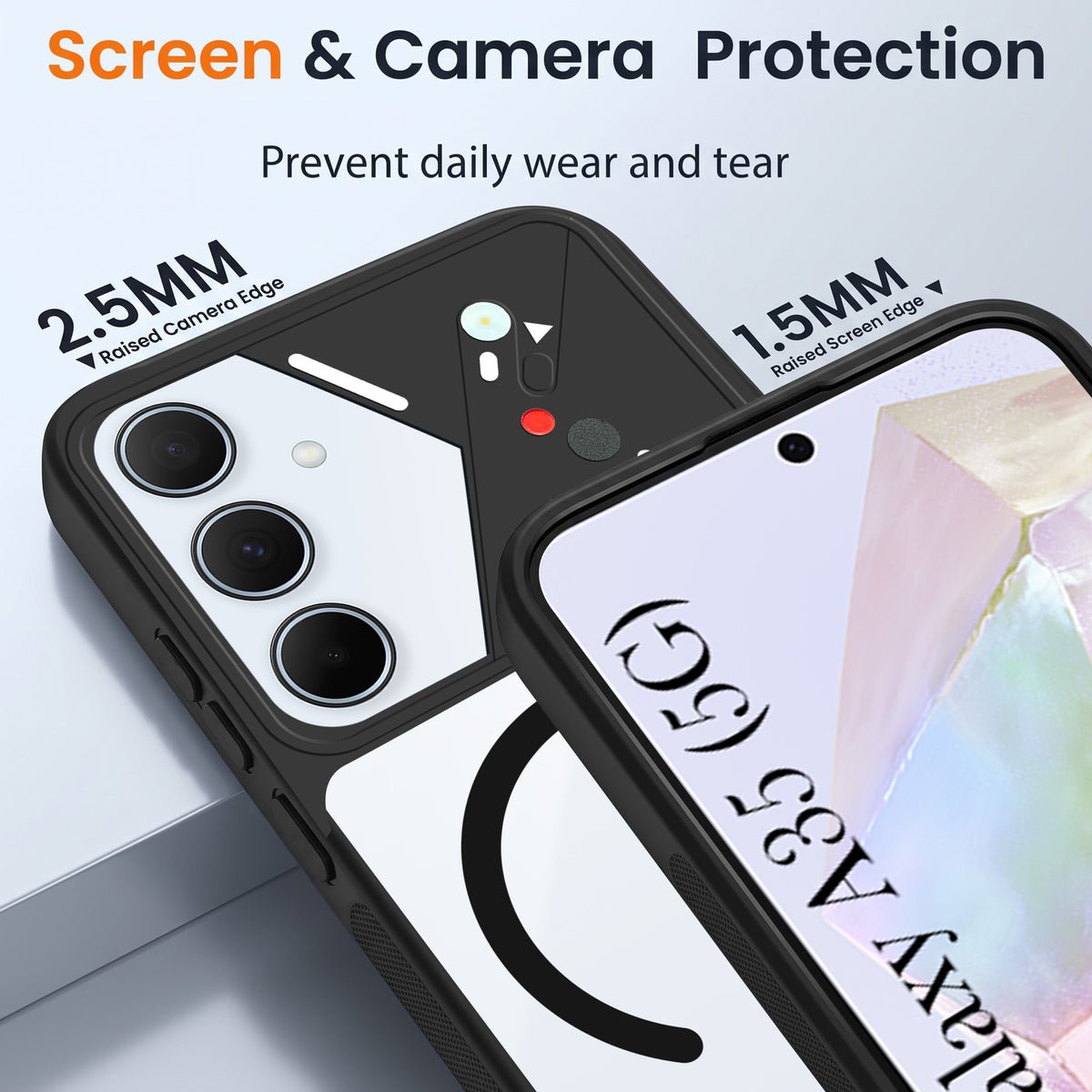 For Samsung Galaxy A35 5G Back Cover Case Lifetime Anti-Yellow Clear (Camera Protection | Side Grip | Wireless MagSafe Compatible)