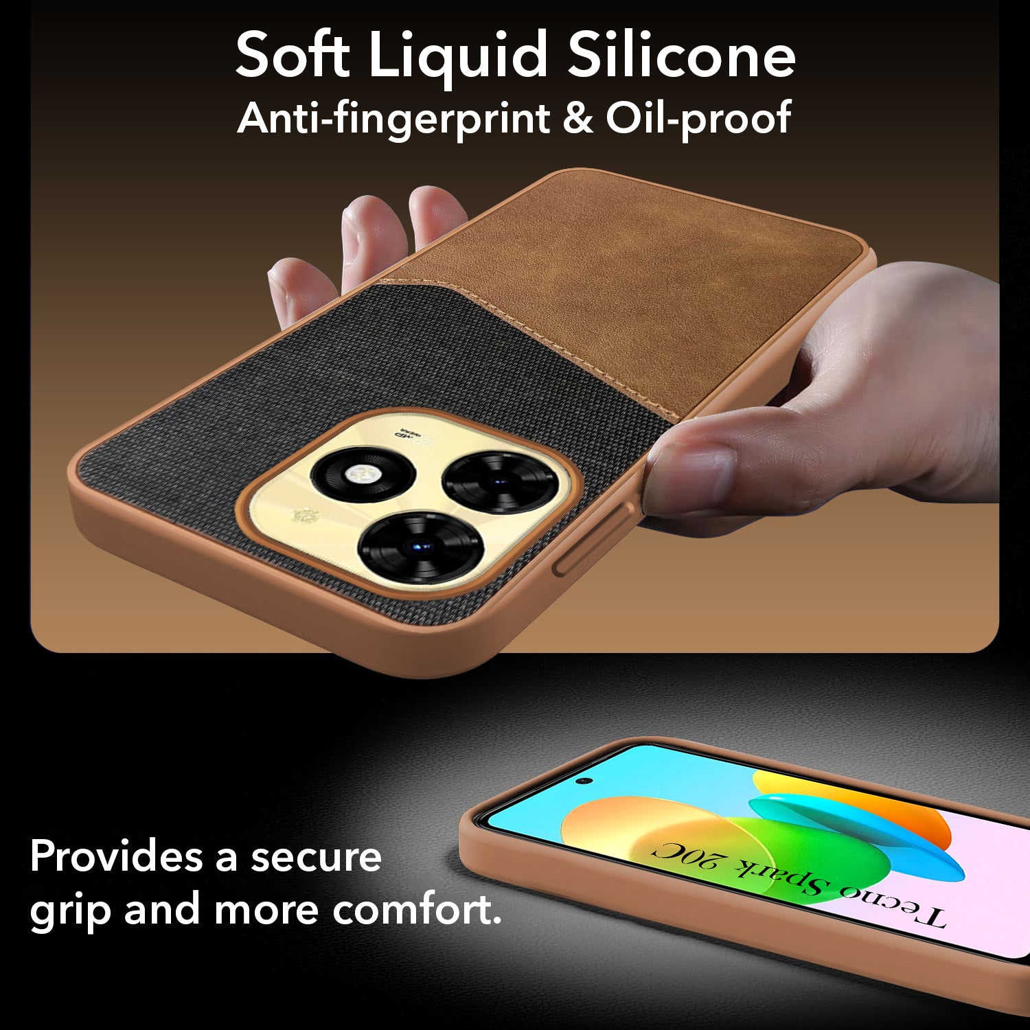 For Tecno Spark 20C Back Cover Case (Dual PU Leather Stitch | Professional Minimalist | Soft and Flexible)