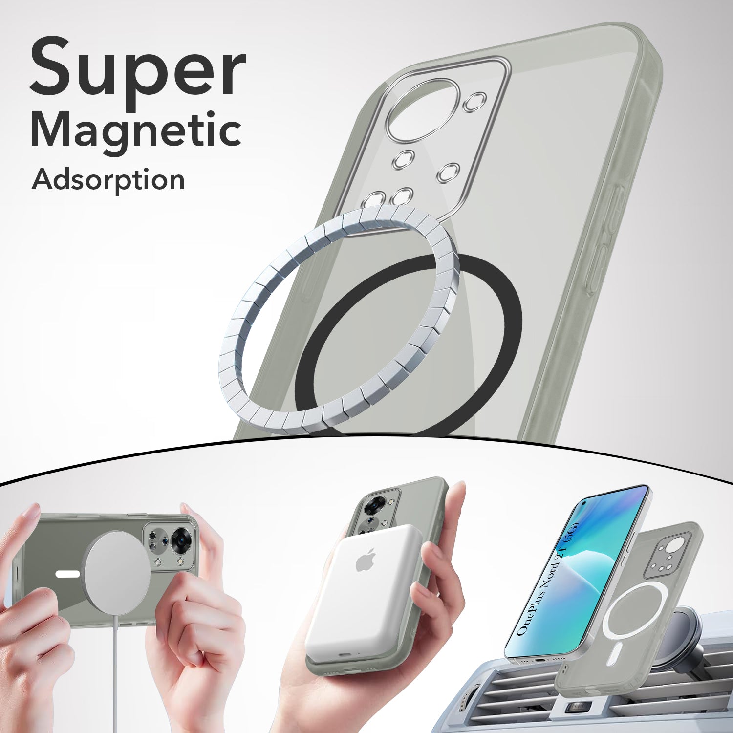 For OnePlus Nord 2T 5G Back Cover Case Lifetime Anti-Yellow MagSafe Compatible Clear (Sleek Hard Crystal | Shockproof and Camera Protection)