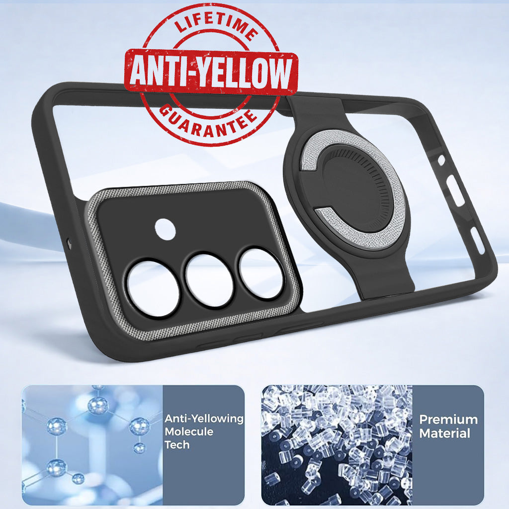 For Samsung Galaxy S24 Back Cover Case with stand (Built-in Ring Holder Kickstand | Lifetime Anti Yellow | Camera Protection)