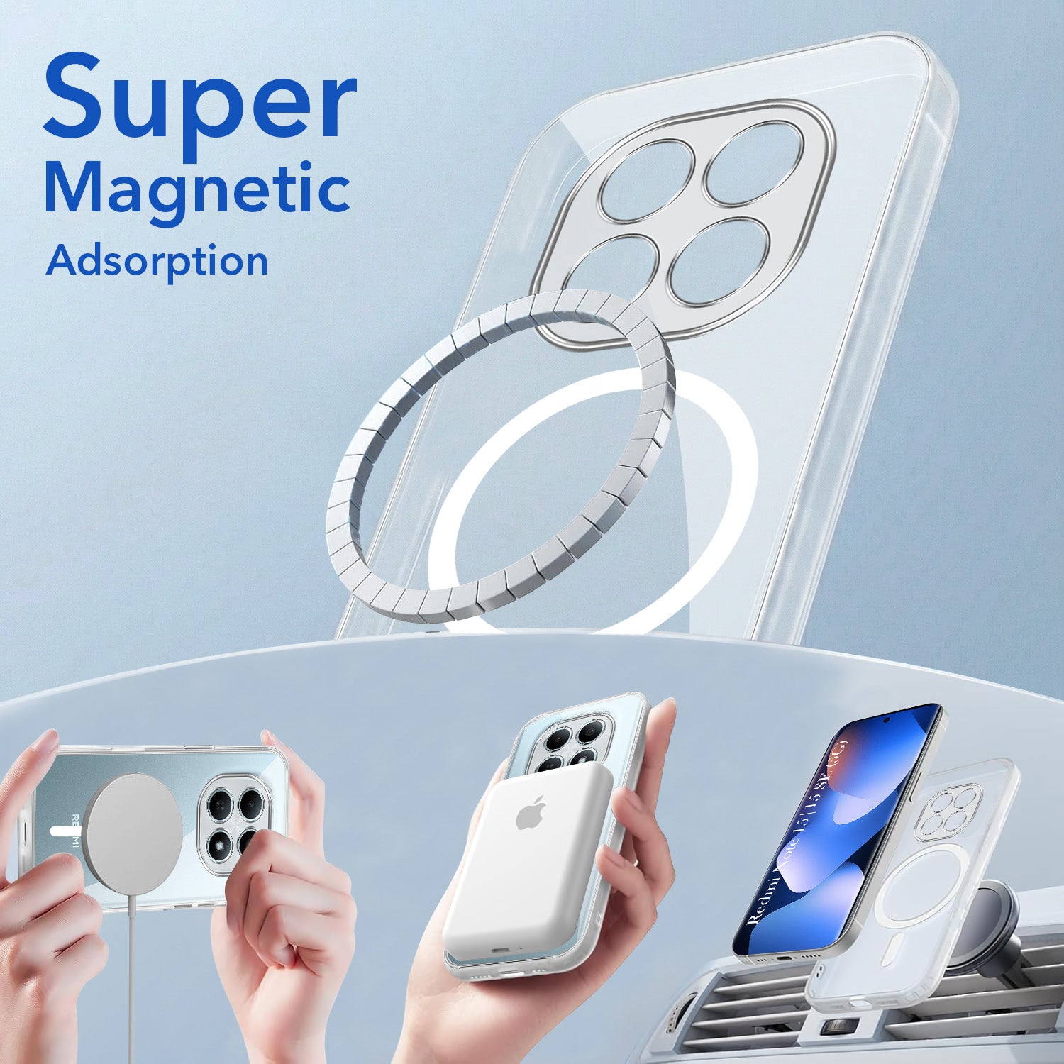 For Redmi note 15 | Redmi note 15 SE (5G) Back Cover Case Lifetime Anti-Yellow MagSafe Compatible Clear (Sleek Hard Crystal | Shockproof and Camera Protection)