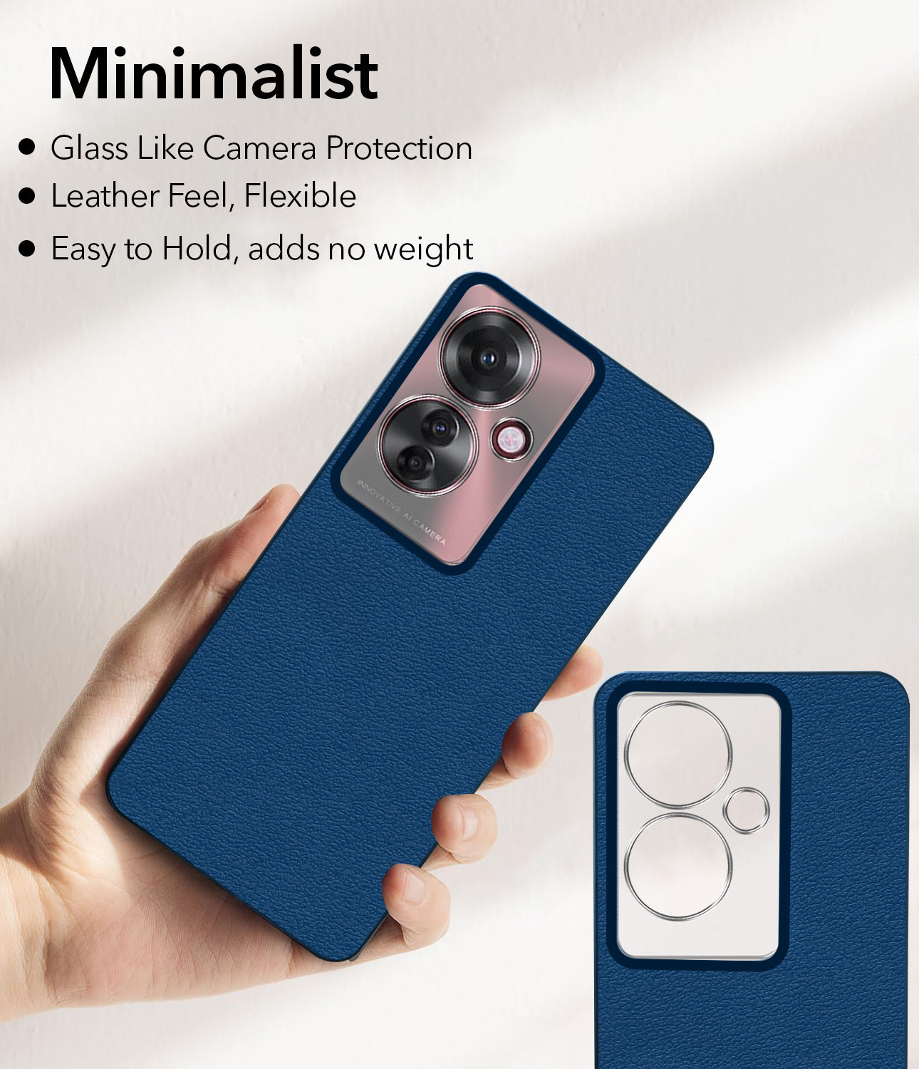 For Oppo F25 Pro 5G Back Cover Case (Glass Like Camera Protection | Leather Feel | Minimalist Professional Grip)