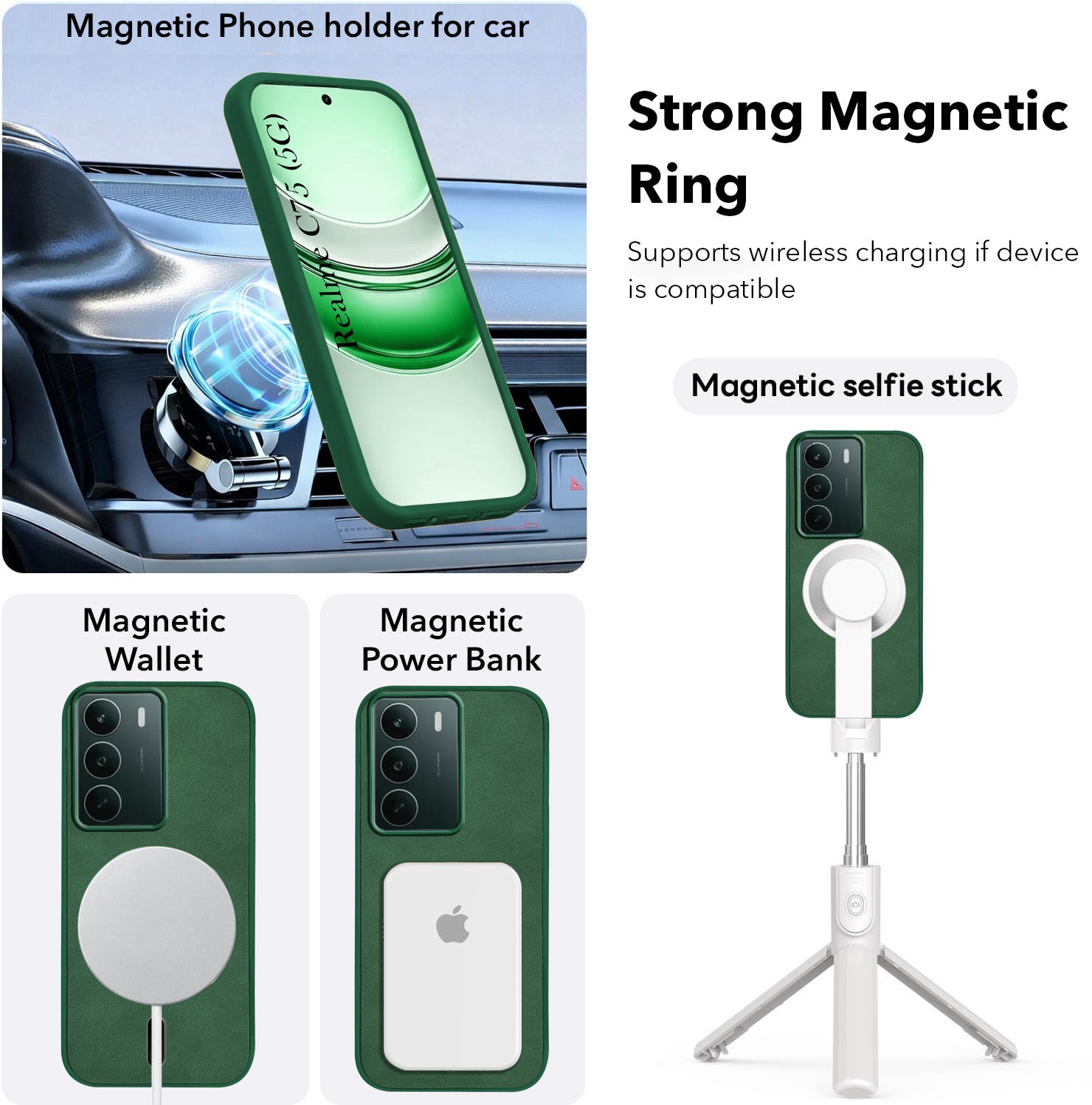 For Realme C75 5G Back Cover Case Leather Finish (MagSafe Compatible Wireless Charging | Soft Touch | Camera Bump Protection)