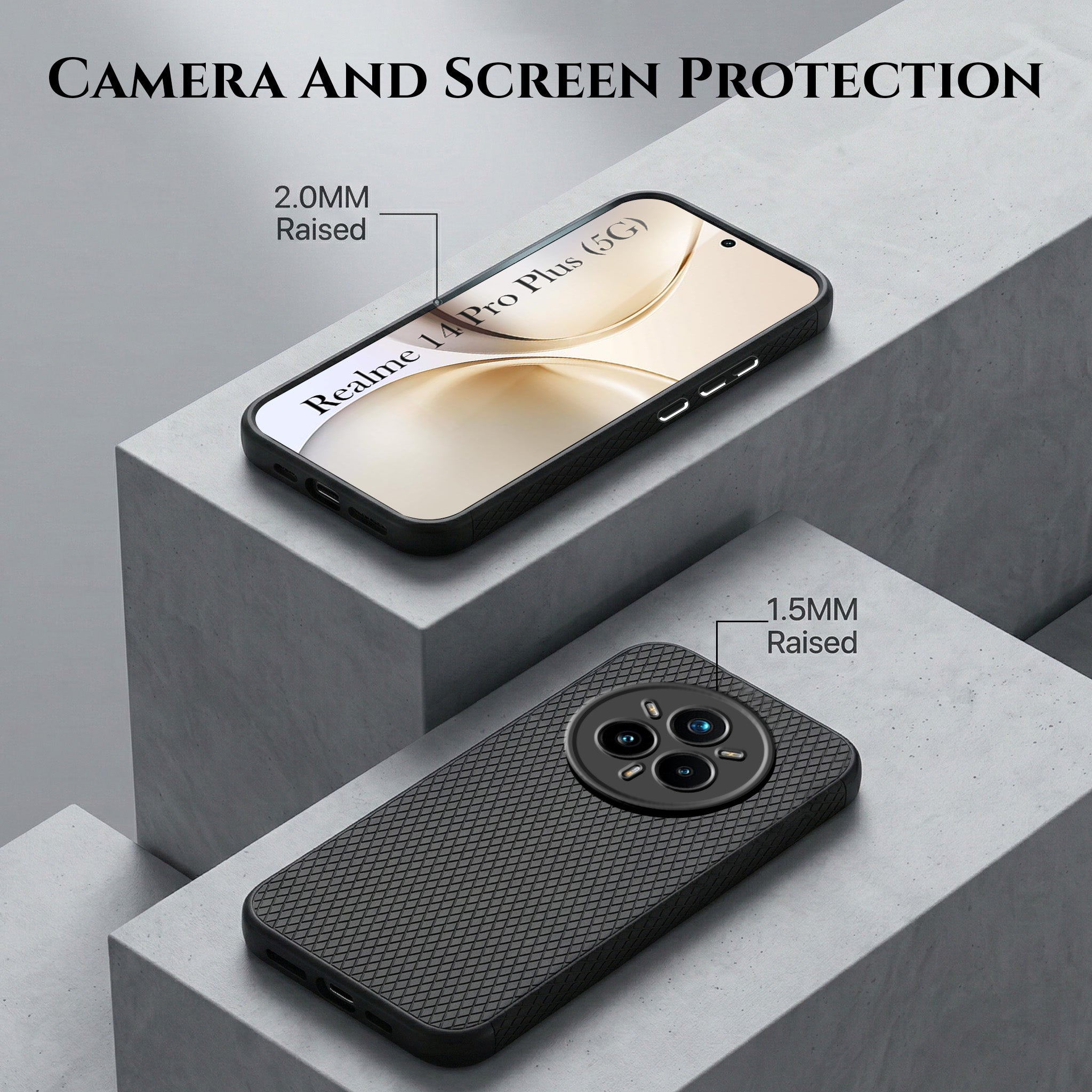 For Realme 14 Pro Plus 5G Combo with Back Cover and 9H Tempered Glass (Liquid Silicone | Camera Protection | Oleophobic Coating Screen Glass)
