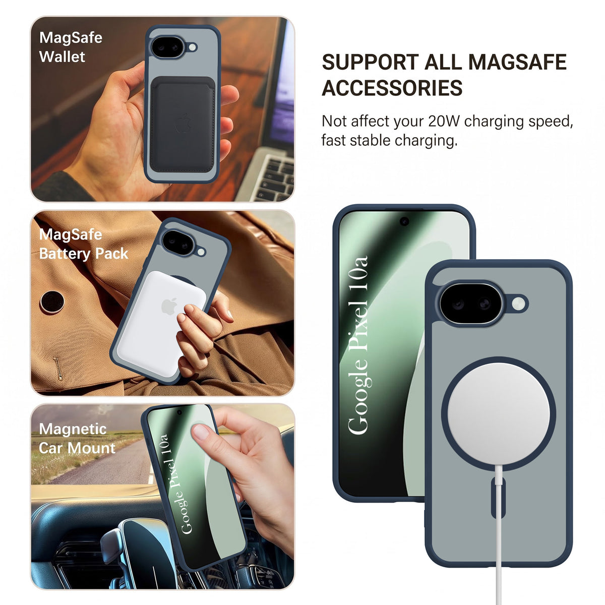 For Google Pixel 10a Matte Finish Back Case Cover (MagSafe Compatible | Translucent Soft Touch | Slim and Unbreakable)