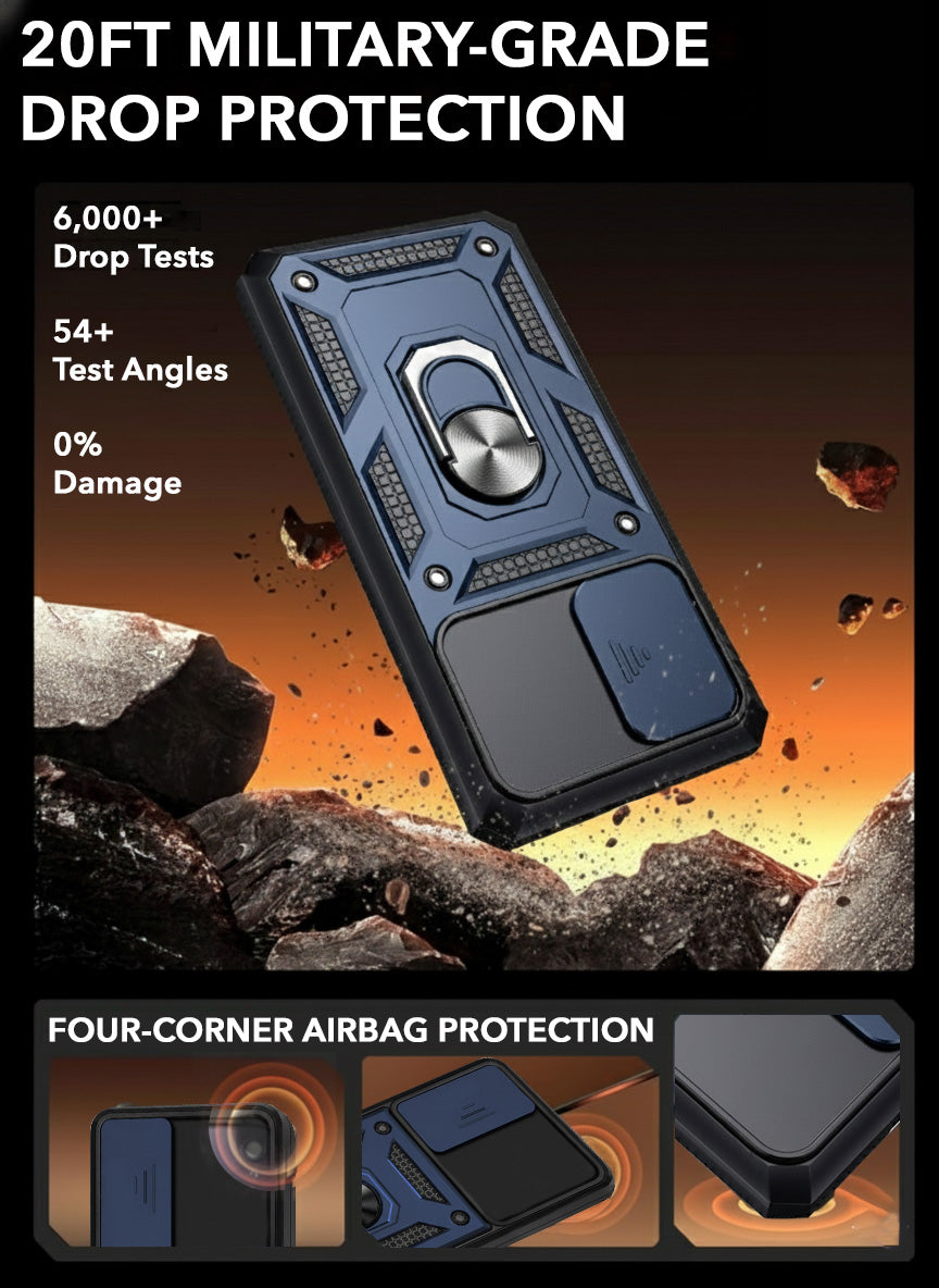 For Vivo Y31T 5G Back Cover Case Hybrid Armor (Sliding Shutter Camera Protection | Polycarbonate |Ring Holder Kickstand)