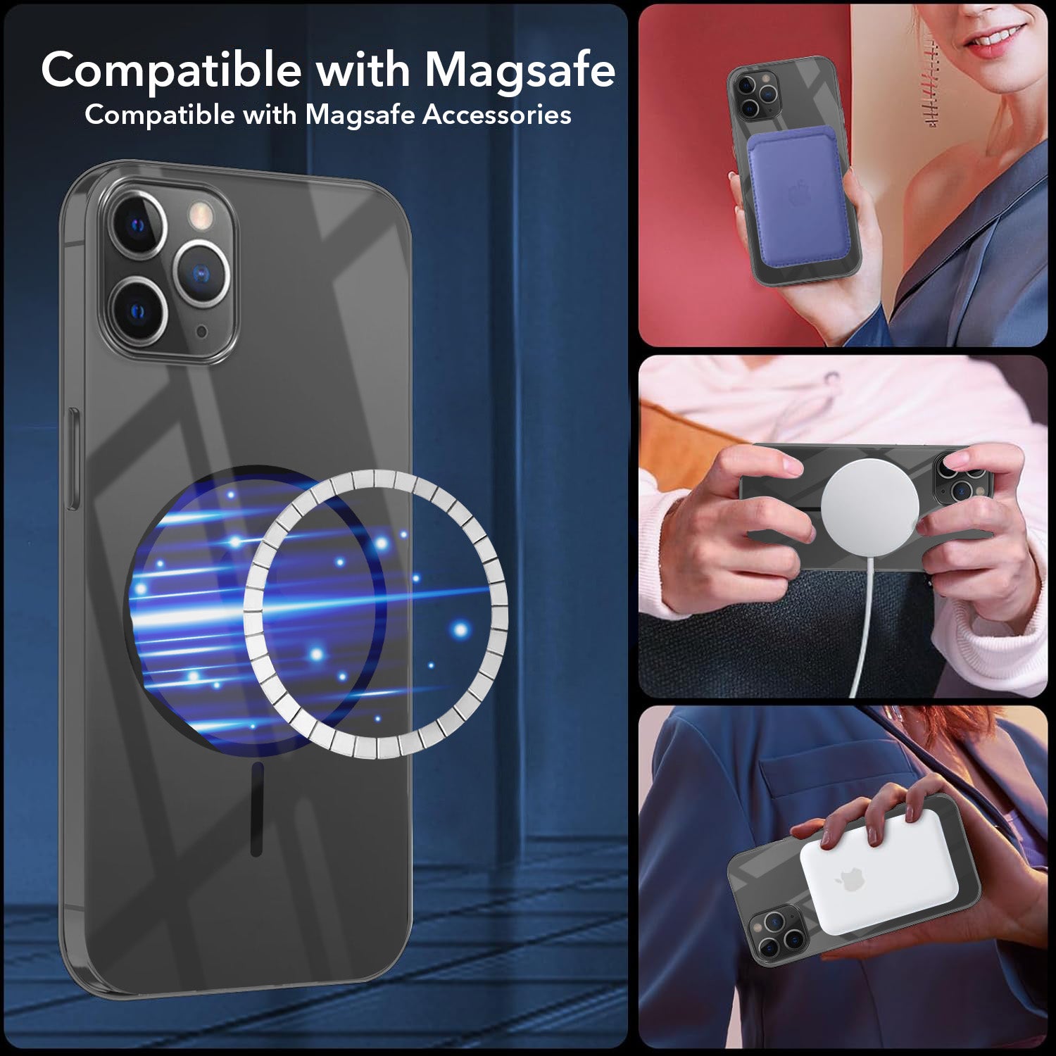 For Apple iPhone 11 Pro Max Back Cover Case Crystal Anti Yellow (MagSafe Wireless Charging Support |Camera Protection Bump)