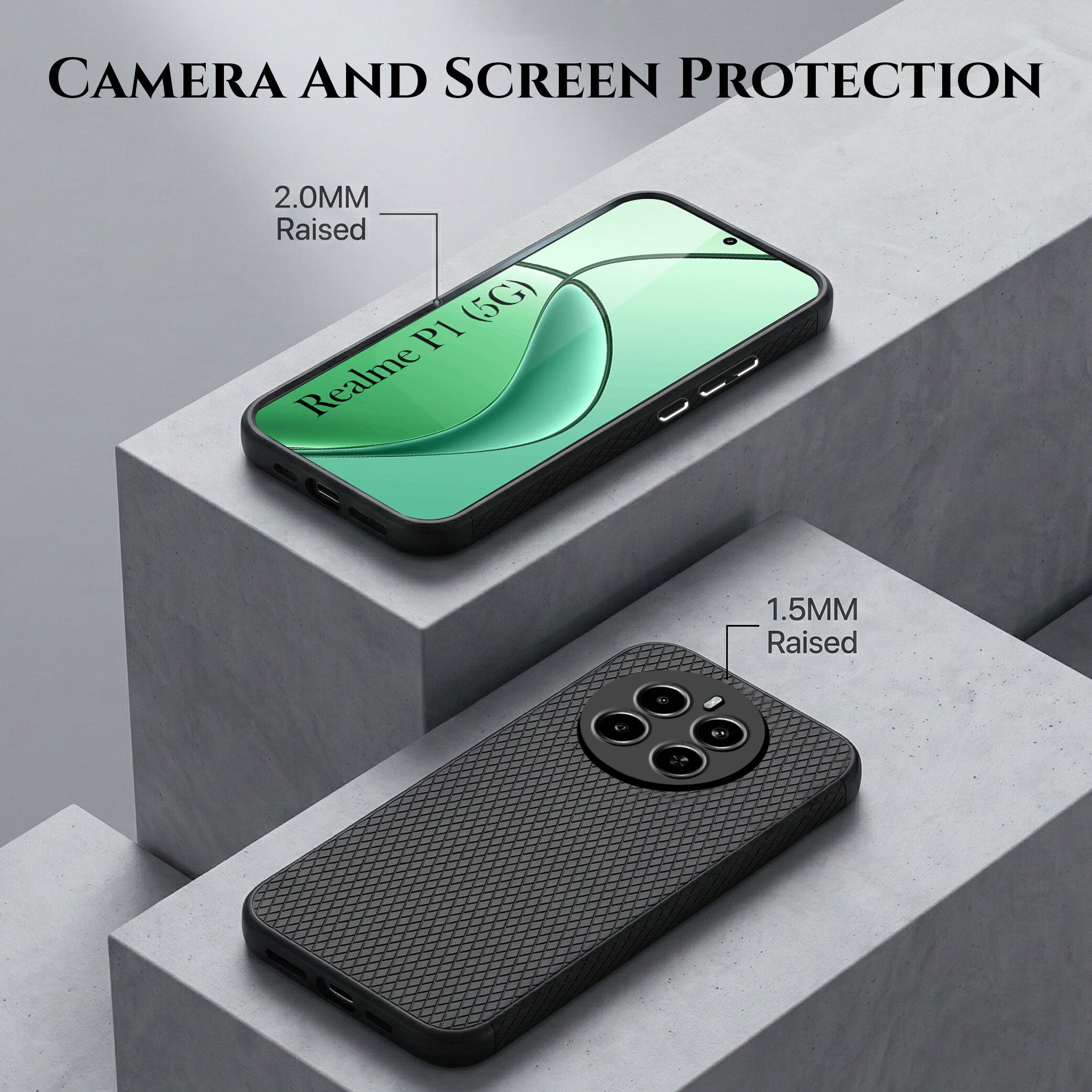 For Realme P1 5G Combo with Back Cover and 9H Tempered Glass (Liquid Silicone | Camera Protection | Oleophobic Coating Screen Glass)