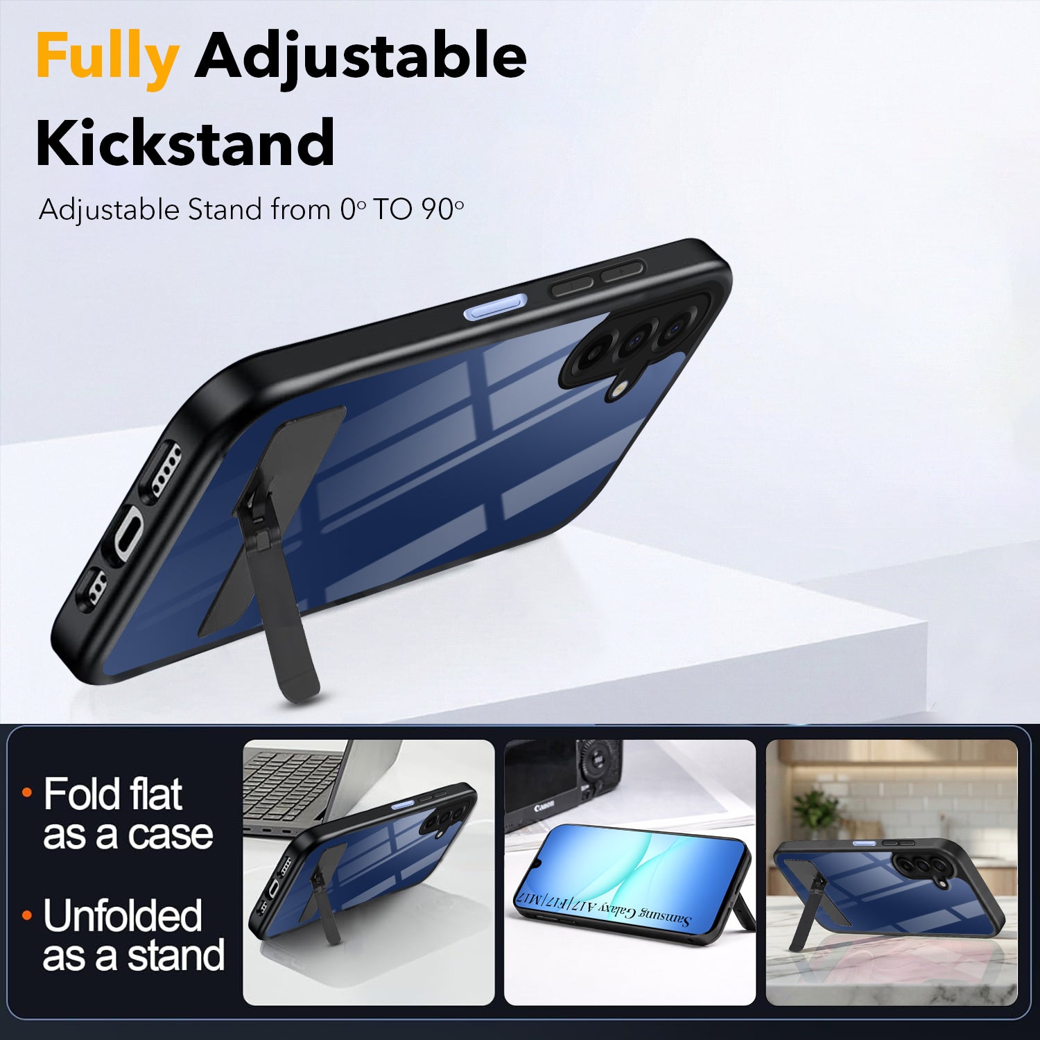 For Samsung Galaxy A17 | Samsung F17 | Samsung M17 5G Back Cover Case (Built-in Stand | Lifetime Anti Yellow | Kickstand Shockproof | Camera Protection | MagSafe Compatible)