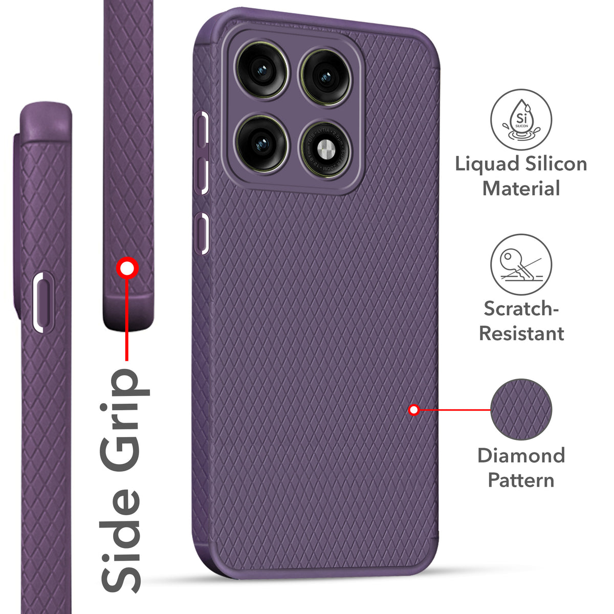 For Motorola Edge 70 Pro |  Motorola Edge 70 Pro Plus Back Cover Case Liquid Silicone (Camera Protection | Side Grip Texture | Soft and Flexible)