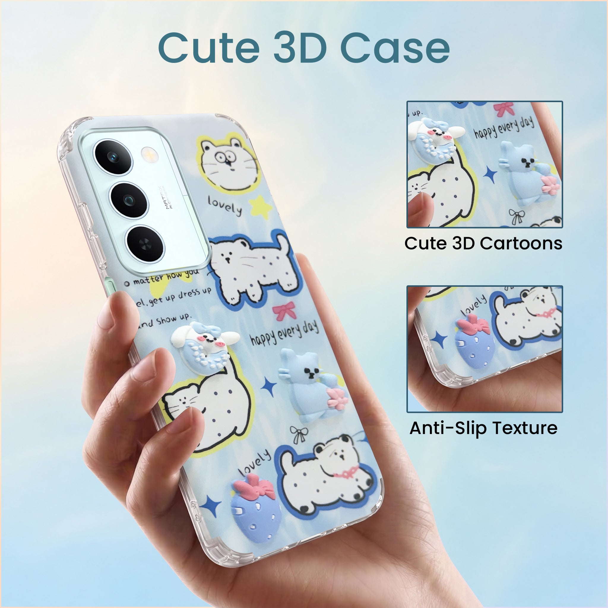 For Realme P4 Lite 5G | Realme Narzo 100 Lite 5G Back Cover Case (3D Cute Cartoons | Hard Back Side Soft | Matte Premium Finish | HD Printing)