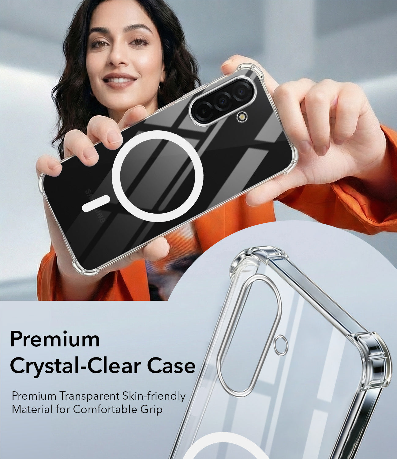 For Samsung Galaxy A26 5G Back Cover Shockproof Crystal-Clear (Magsafe Wireless Support | Drop & Camera Protection | Hard Polycarbonate)