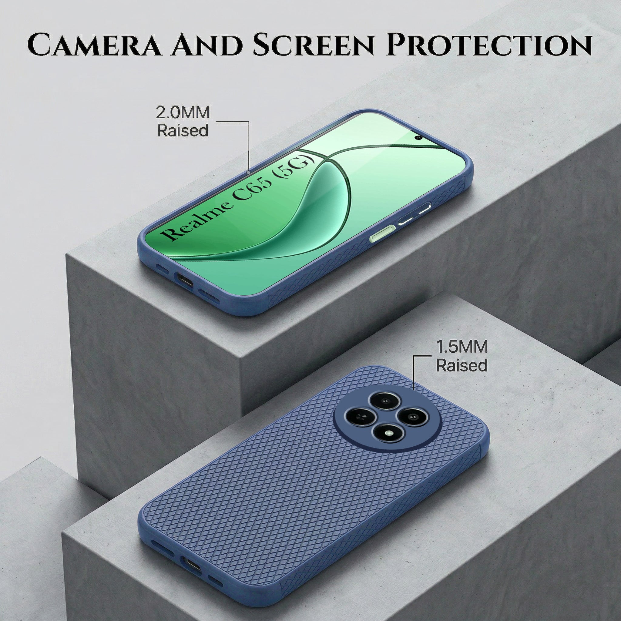 For Realme C65 5G Combo with Back Cover and 9H Tempered Glass (Liquid Silicone | Camera Protection | Oleophobic Coating Screen Glass)