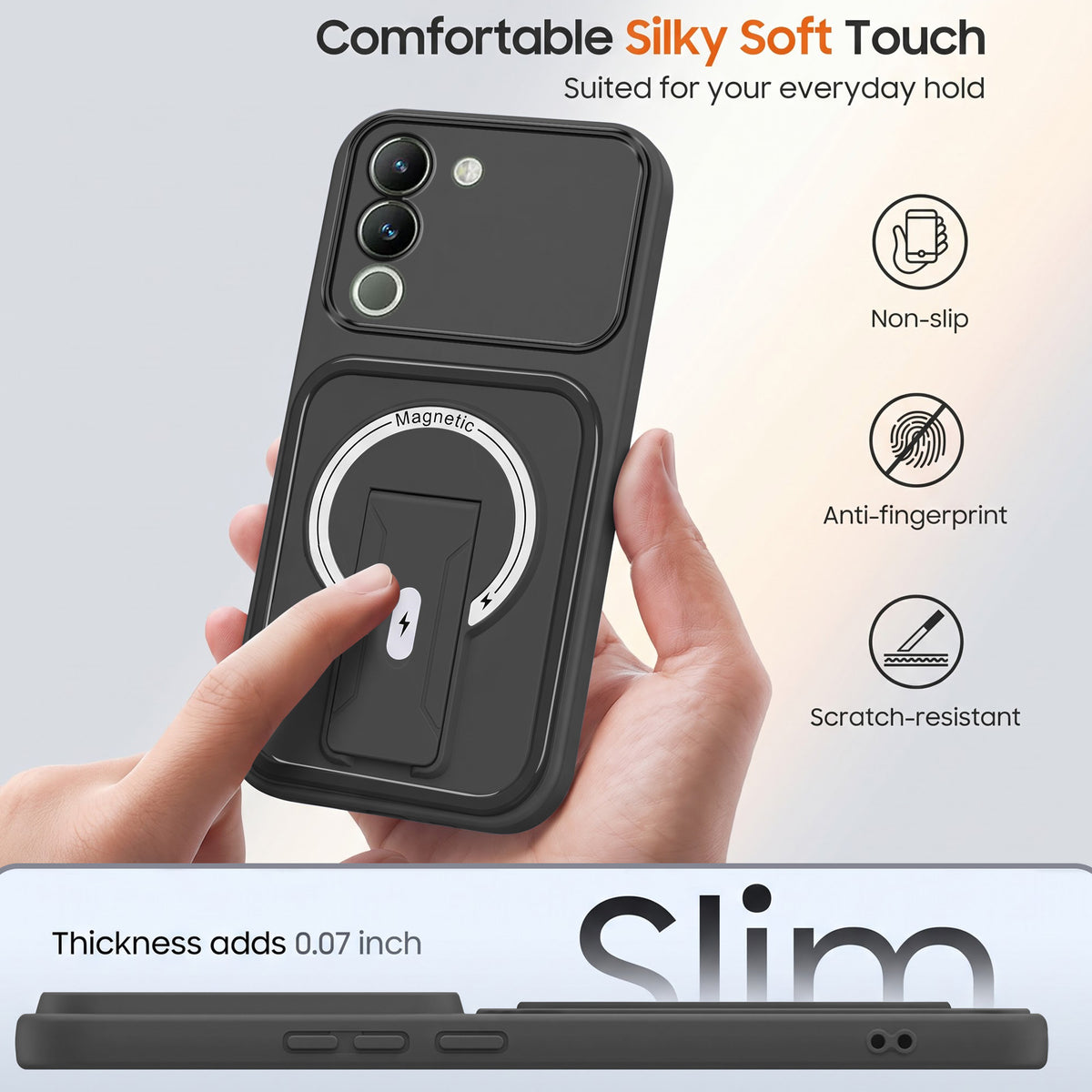 For Vivo Y200 Back Case Cover Metallic (Hybrid Armor Kickstand | MagSafe Compatible | Camera Protection Shockproof)