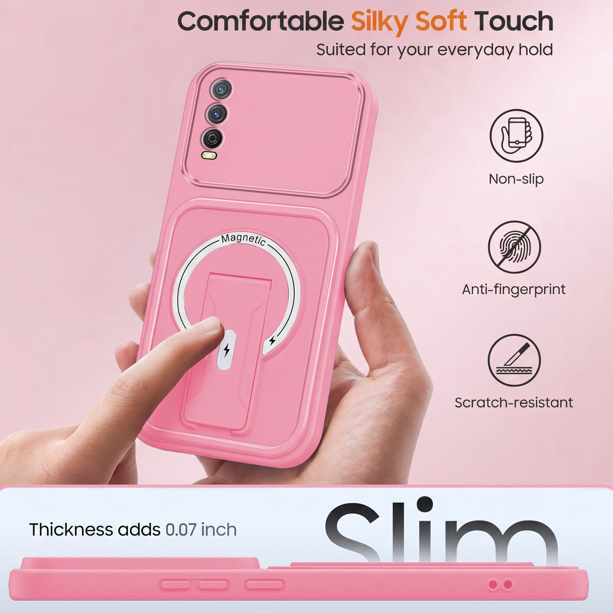 For Vivo Y12s | Y11s | Y12G Back Case Cover Metallic (Hybrid Armor Kickstand | MagSafe Compatible | Camera Protection Shockproof)