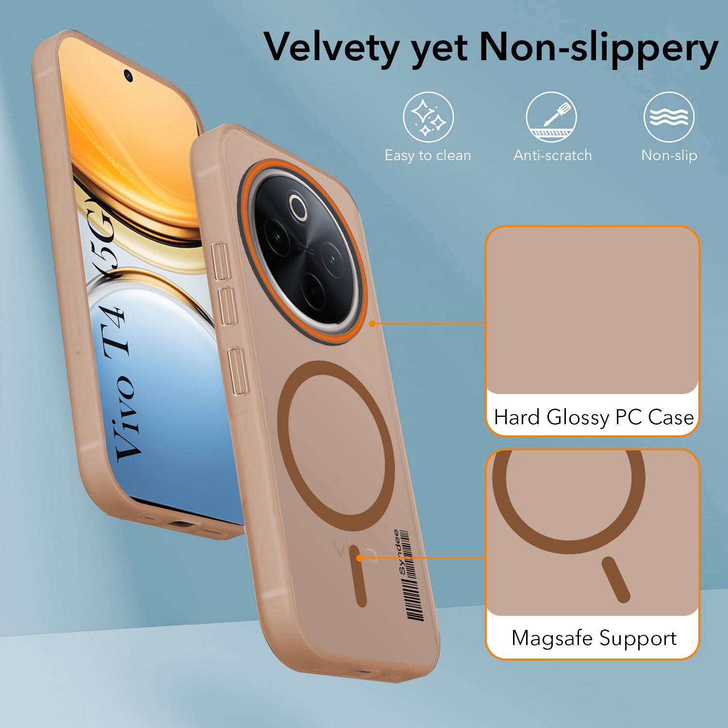For Vivo T4 Back Cover Case (Soft Touch | Camera Bump Protection | MagSafe Compatible | Matte Finish)