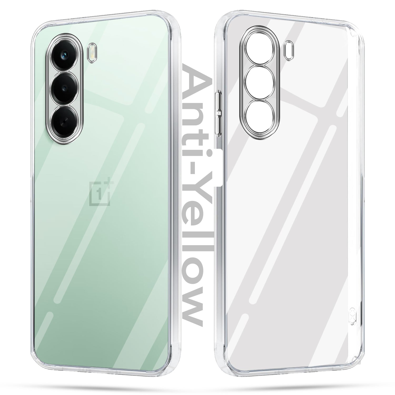 For OnePlus Nord CE 6 Lite Combo with Back Cover and 9H Tempered Glass (Lifetime Anti-Yellow | Sleek Hard Crystal | Oleophobic Coating Screen Glass)