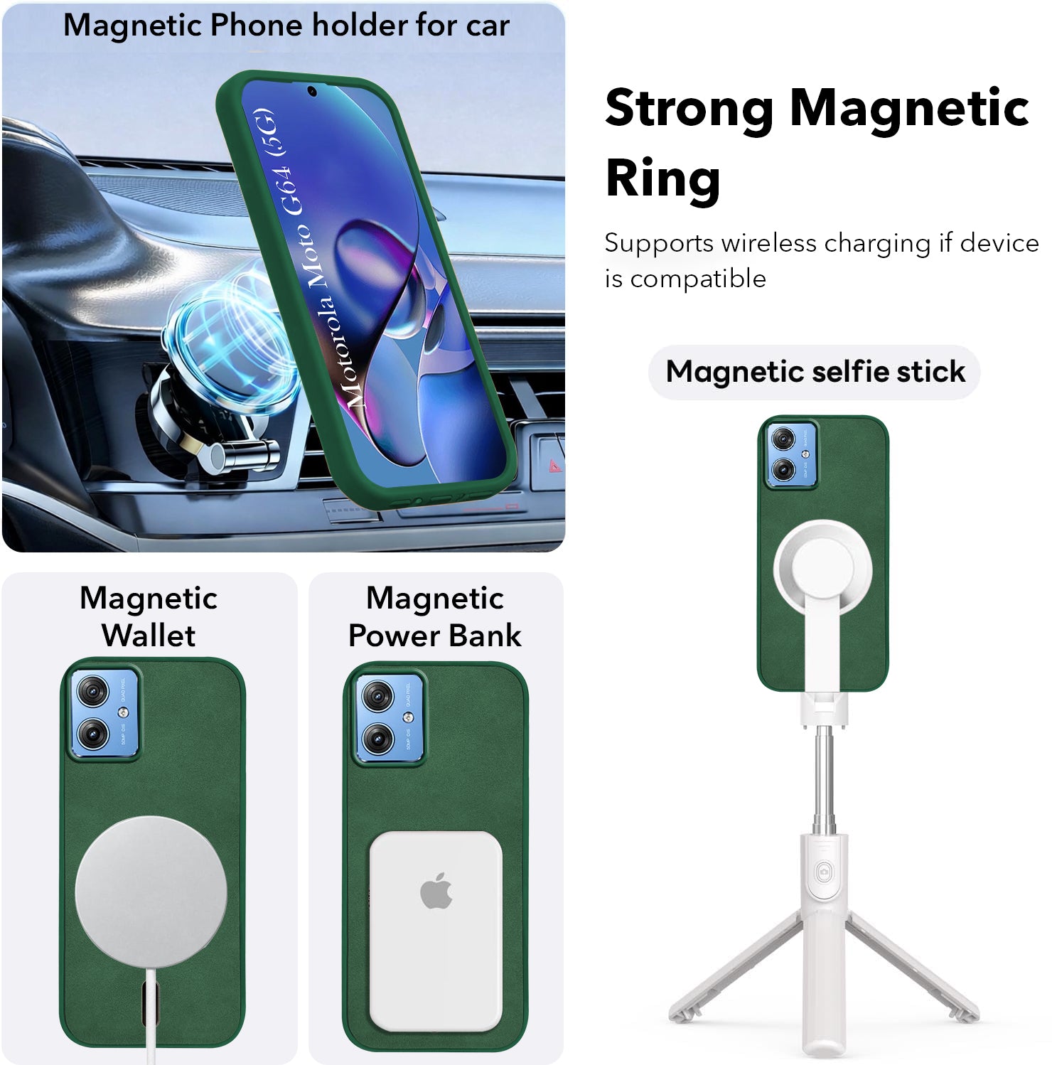 For Motorola Moto G64 5G Back Cover Case Leather Finish (MagSafe Compatible Wireless Charging | Soft Touch | Camera Bump Protection)