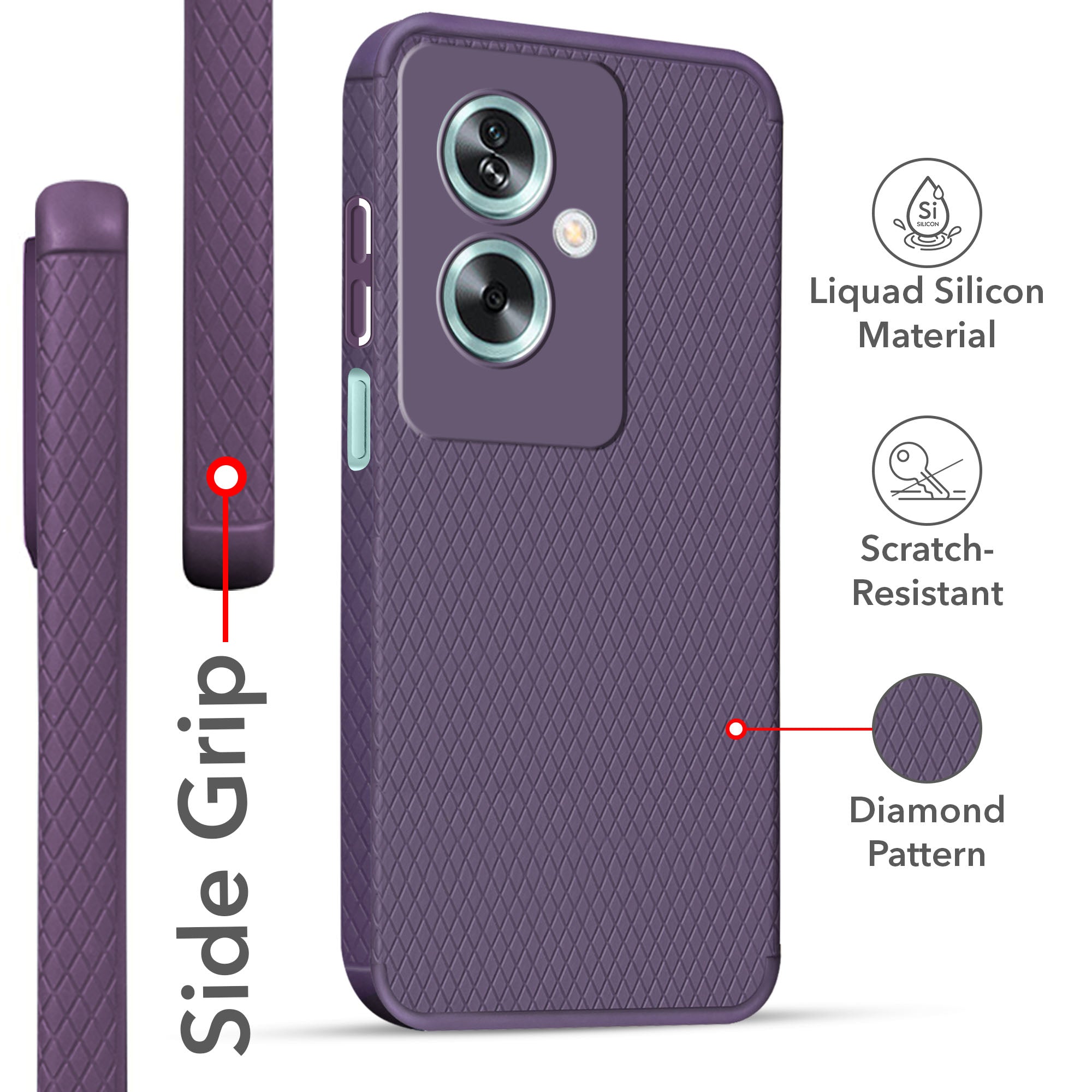 For Oppo A79 5G Back Cover Case (Liquid Silicone | Side Grip | Camera Protection)