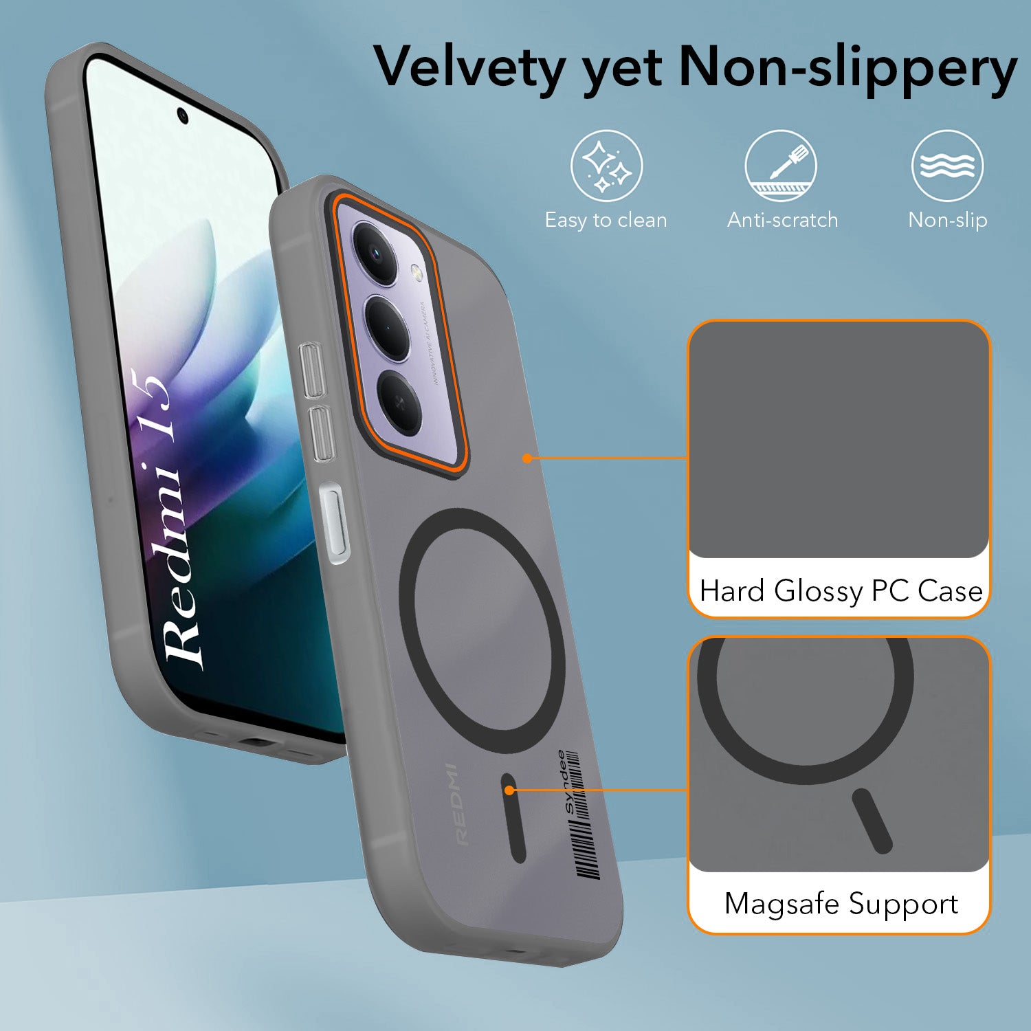 For Redmi 15 Back Cover Case (Soft Touch | Camera Bump Protection | MagSafe Compatible | Matte Finish)