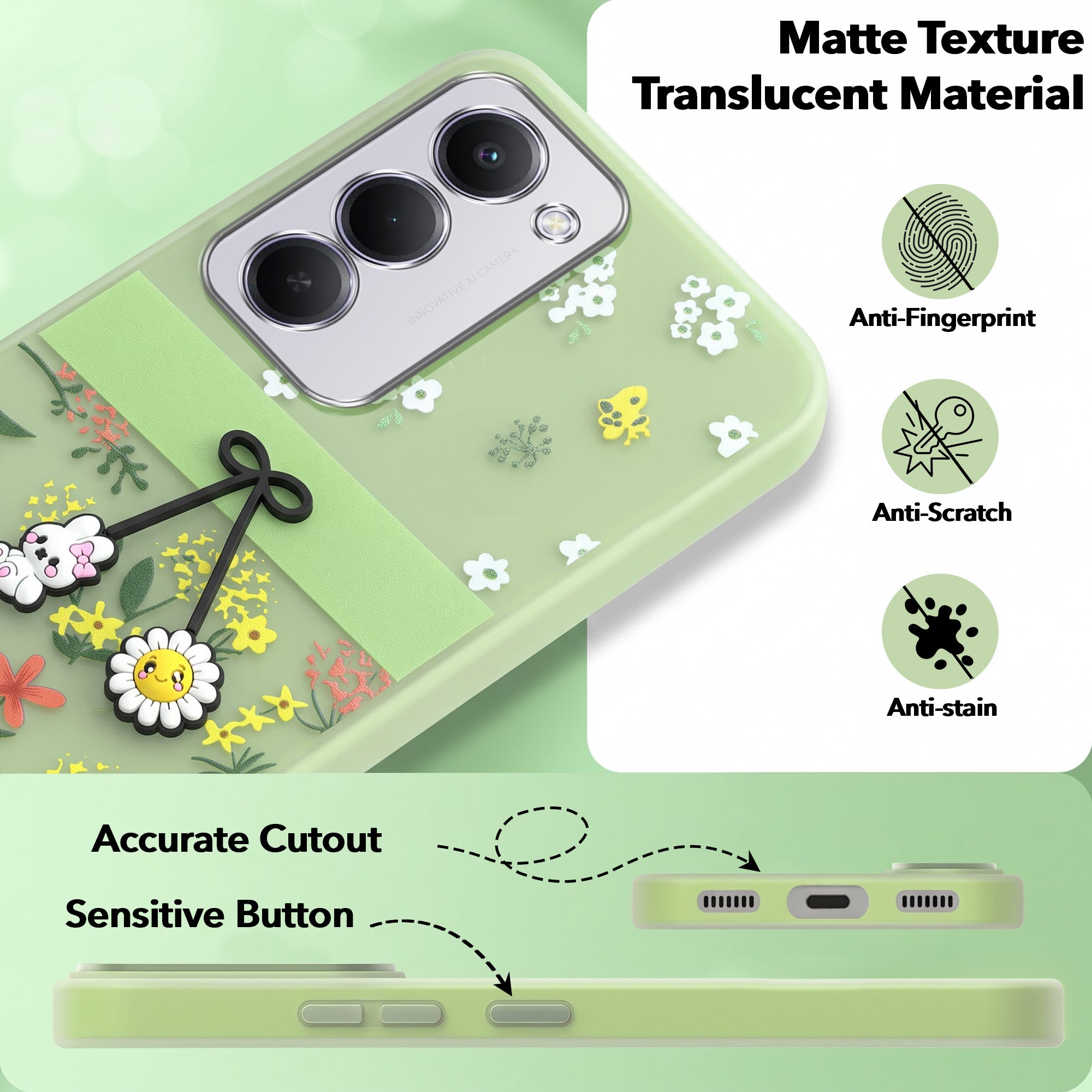 For Redmi 15 Back Cover Case (3D Cute Cartoons | Hard Back Side Soft | Matte Premium Finish | HD Printing)